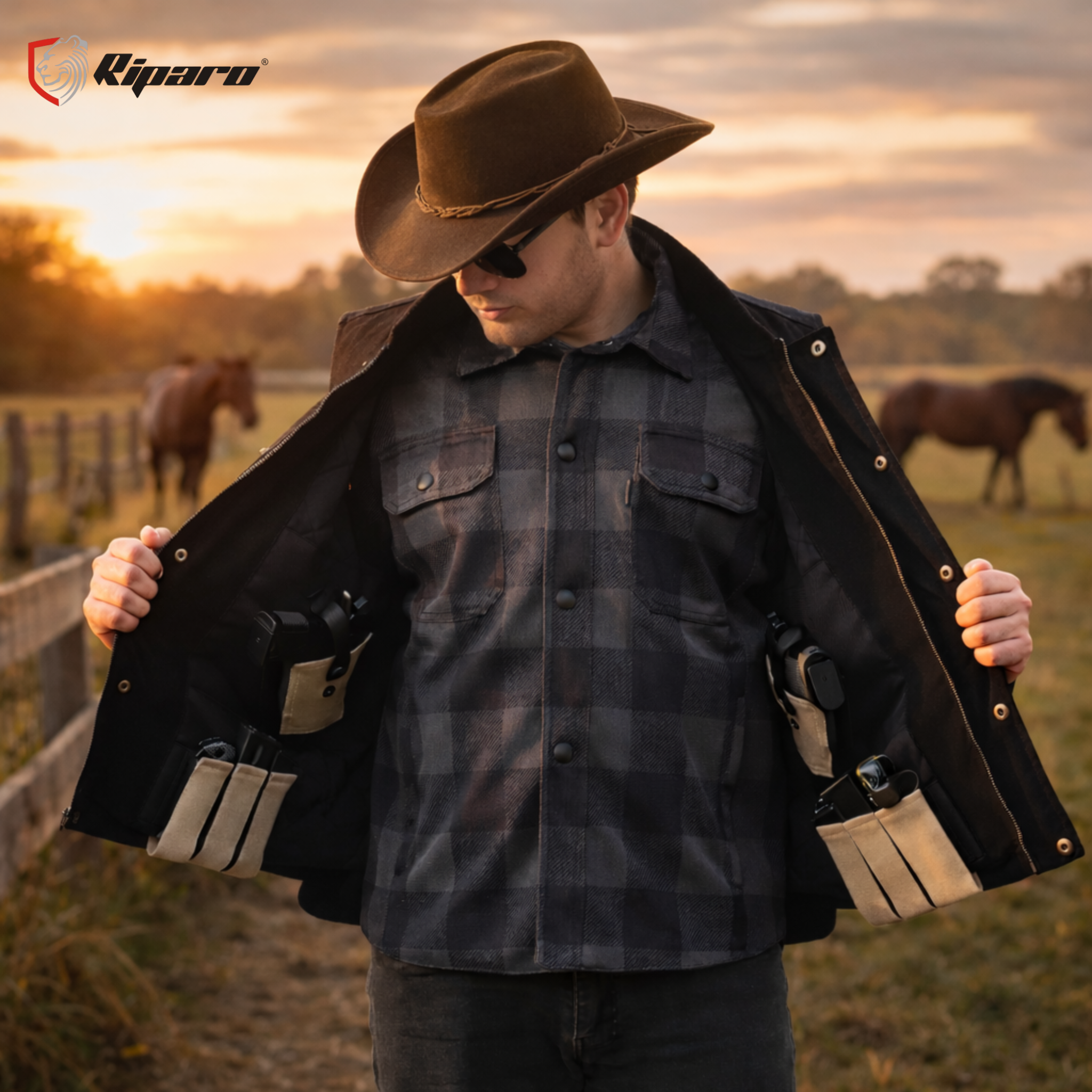 Riparo Men’s Concealed Carry CCW Vest – Heavy-Duty Water Repellent Canvas – Dual Internal Holster Pockets – Insulated - Biege