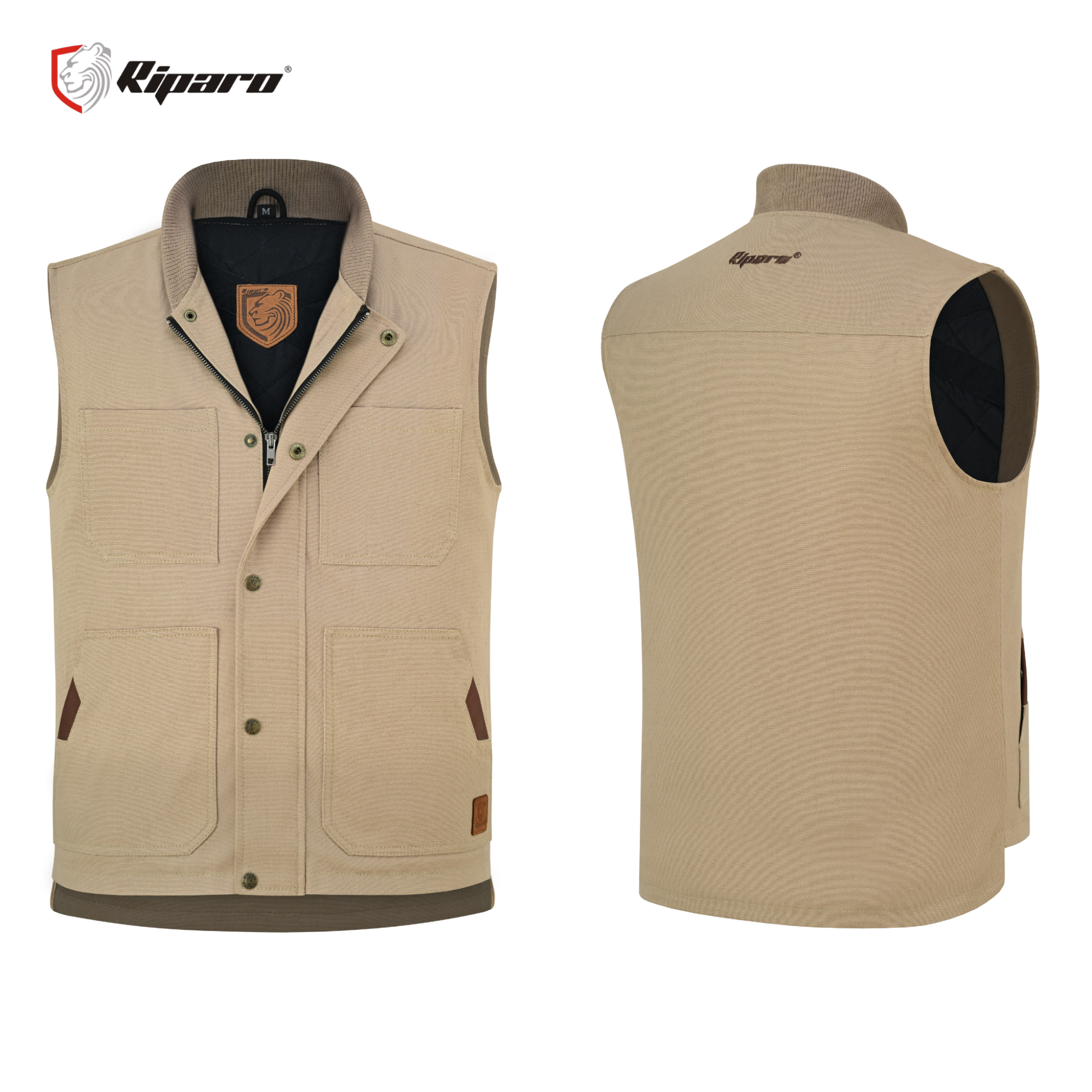 Riparo Men’s Concealed Carry CCW Vest – Heavy-Duty Water Repellent Canvas – Dual Internal Holster Pockets – Insulated - Biege