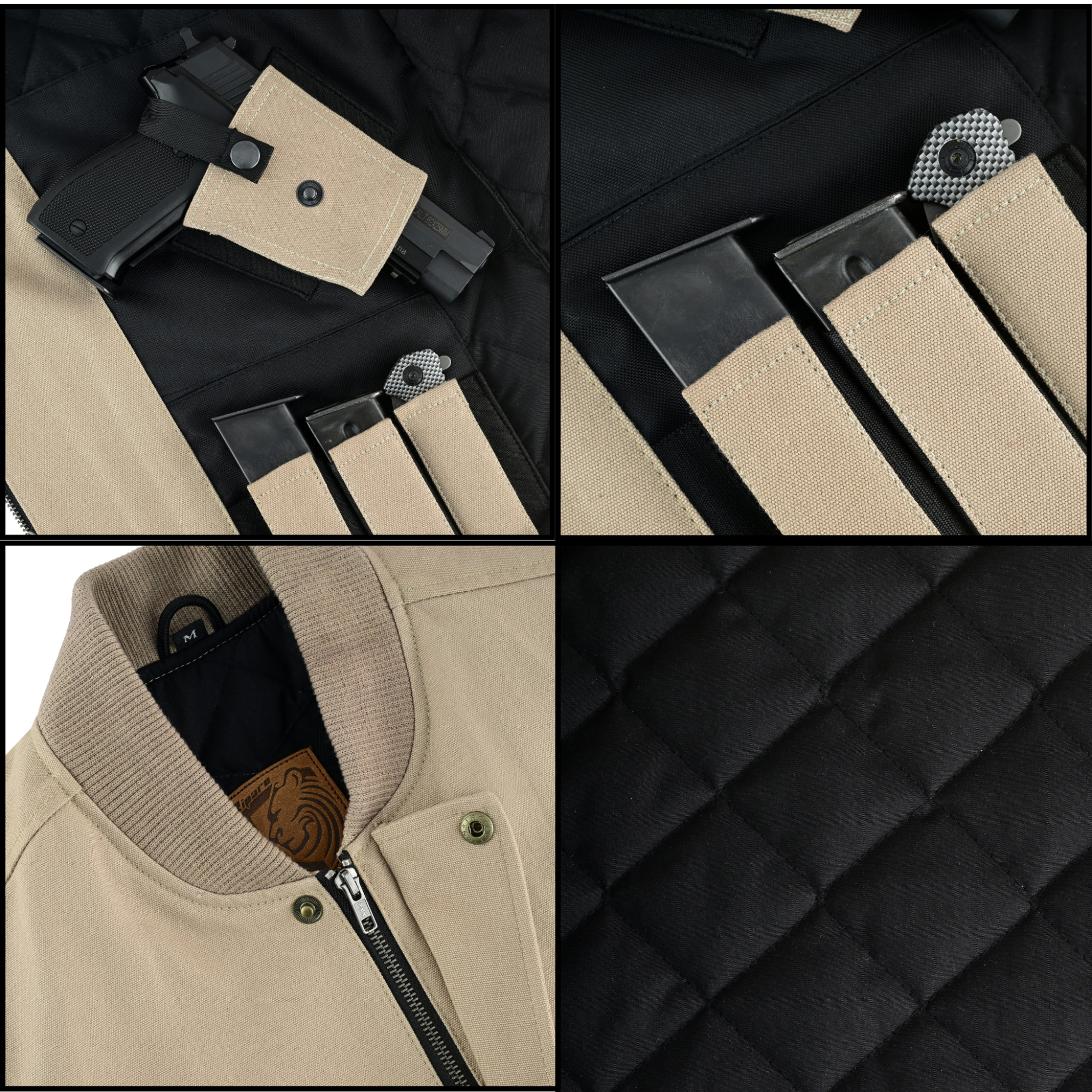 Riparo Men’s Concealed Carry CCW Vest – Heavy-Duty Water Repellent Canvas – Dual Internal Holster Pockets – Insulated - Biege