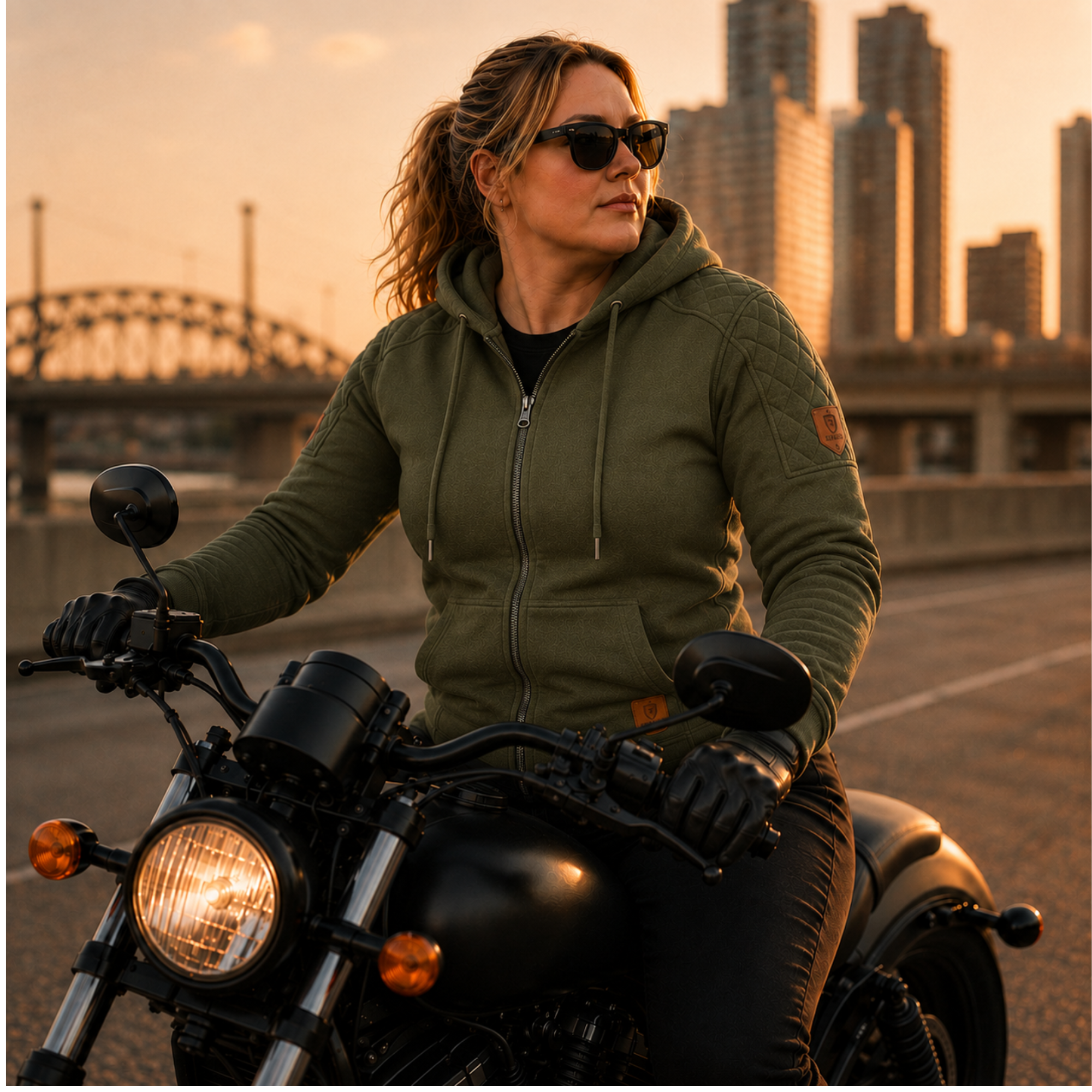 Women's Protective Motorcycle Hoodie | CE AA Rated | Fully Aramid Lined | CE Level 2 Armor