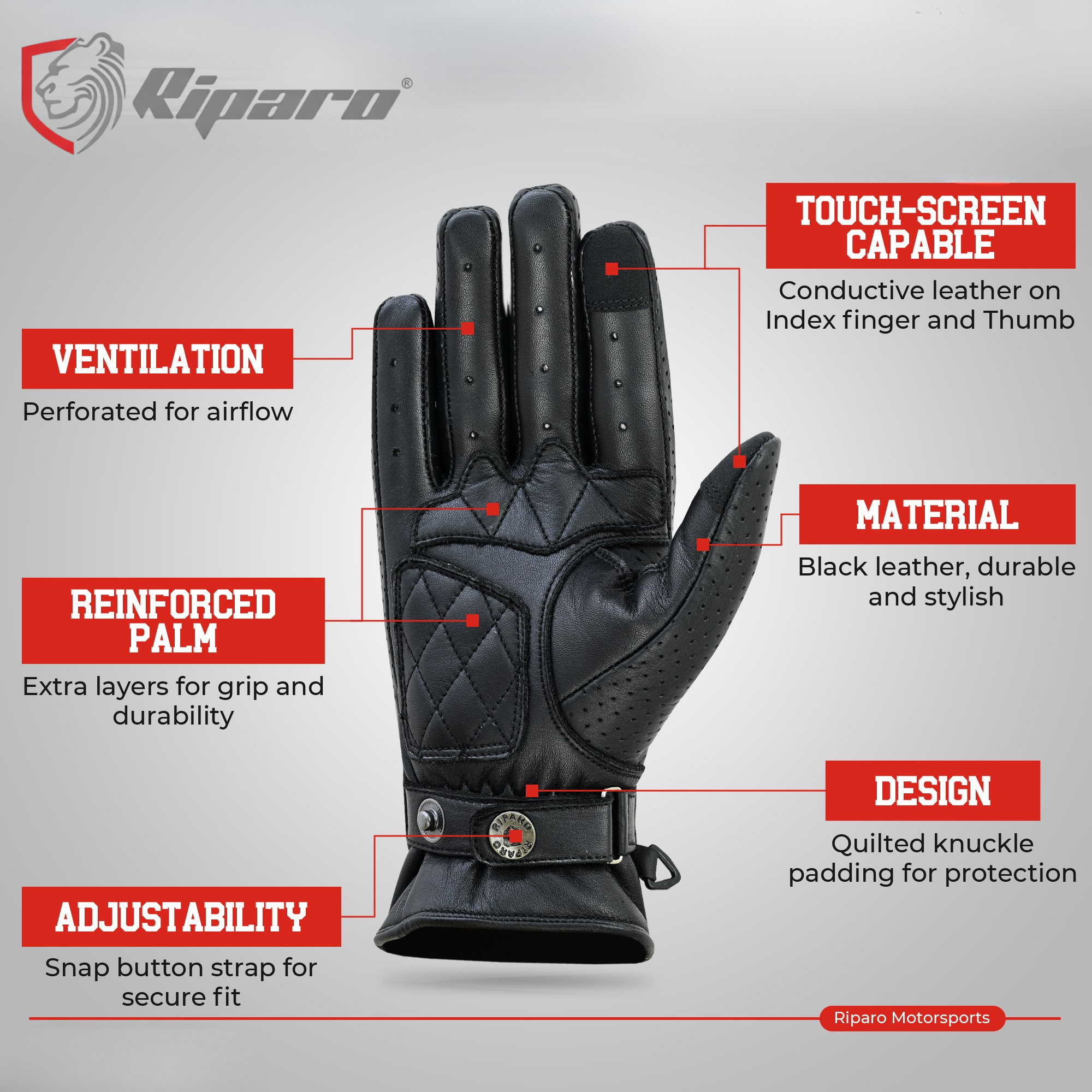 Riparo Café Racer CE Leather Motorcycle Gloves