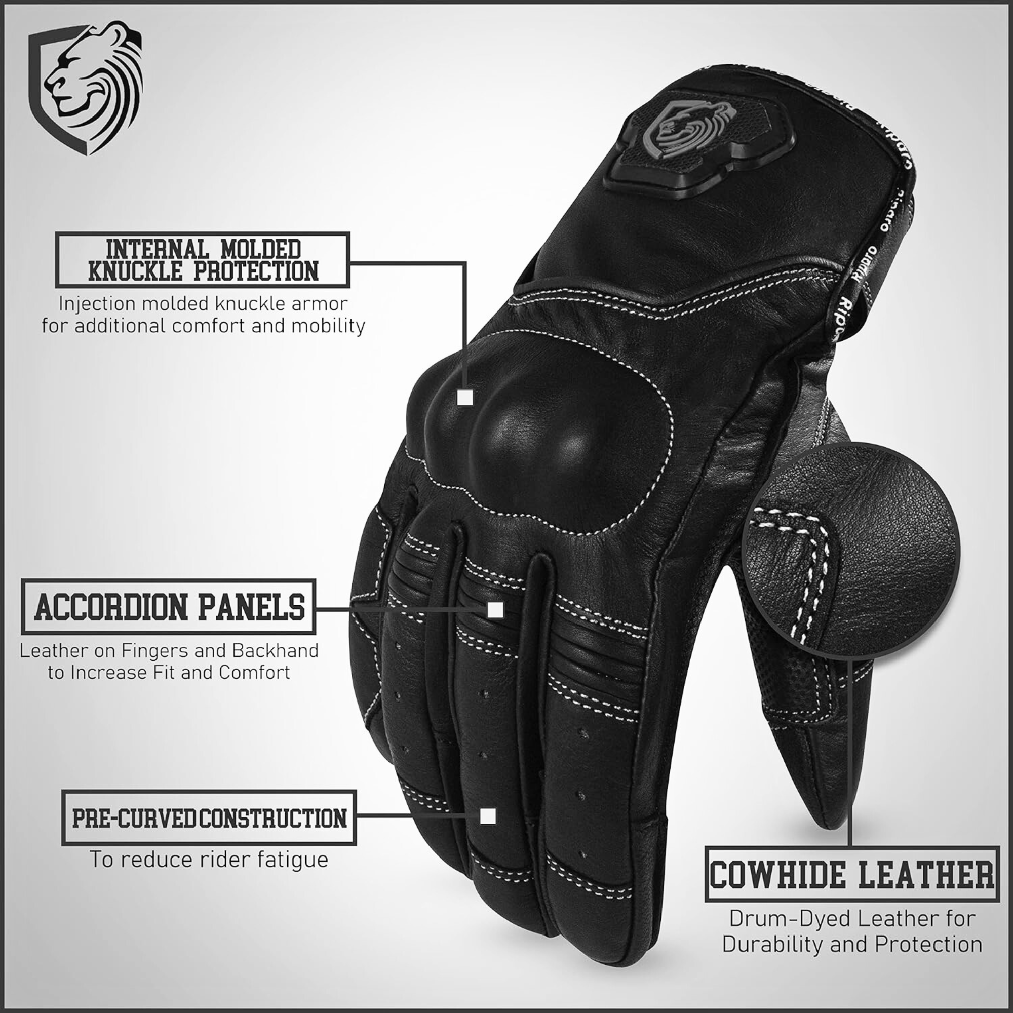 Riparo Leather Motorcycle Gloves – Reinforced Knuckle Protection & Touchscreen Compatible