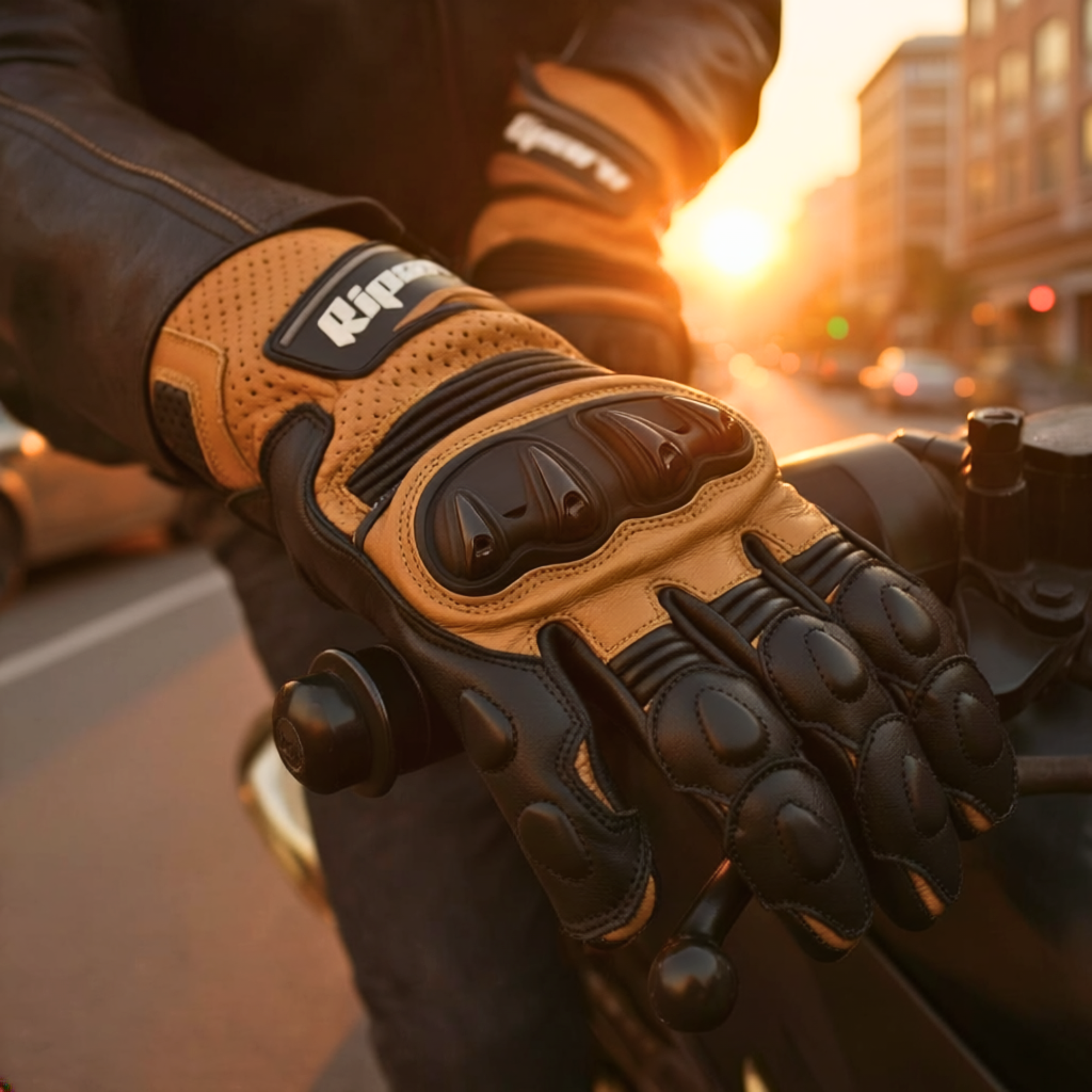 CE Level 2 KP Certified Motorcycle Gloves – Full-Grain Leather, Knuckle Protection & Touchscreen Compatible