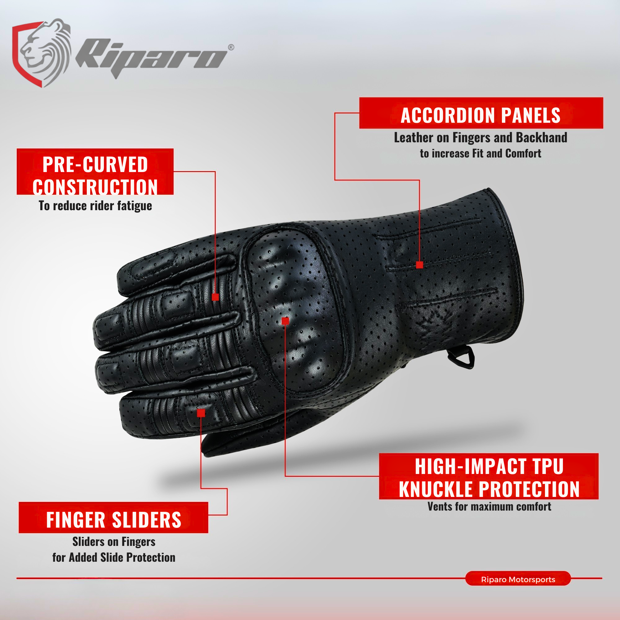 Riparo Café Racer CE Leather Motorcycle Gloves