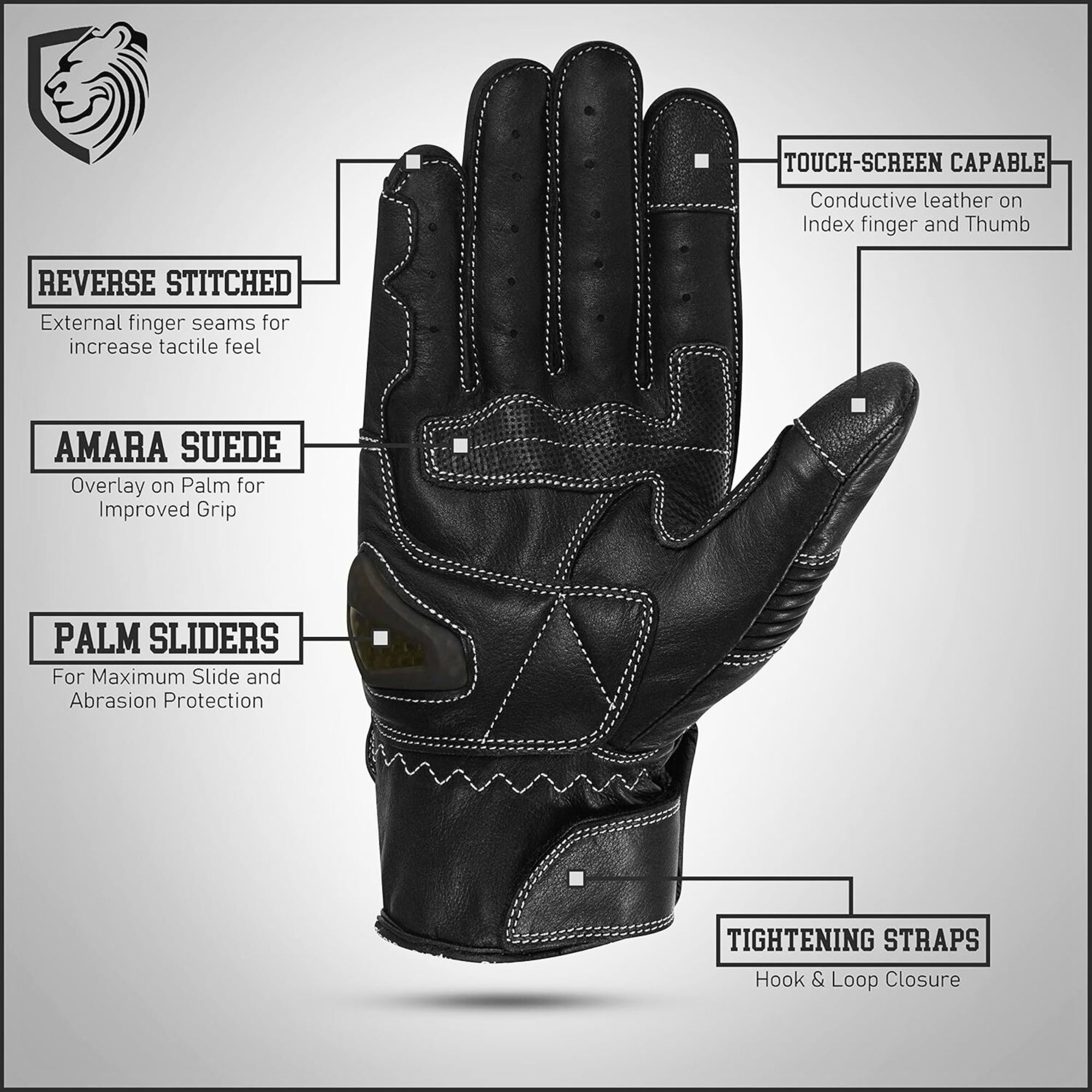 Riparo Leather Motorcycle Gloves – Reinforced Knuckle Protection & Touchscreen Compatible