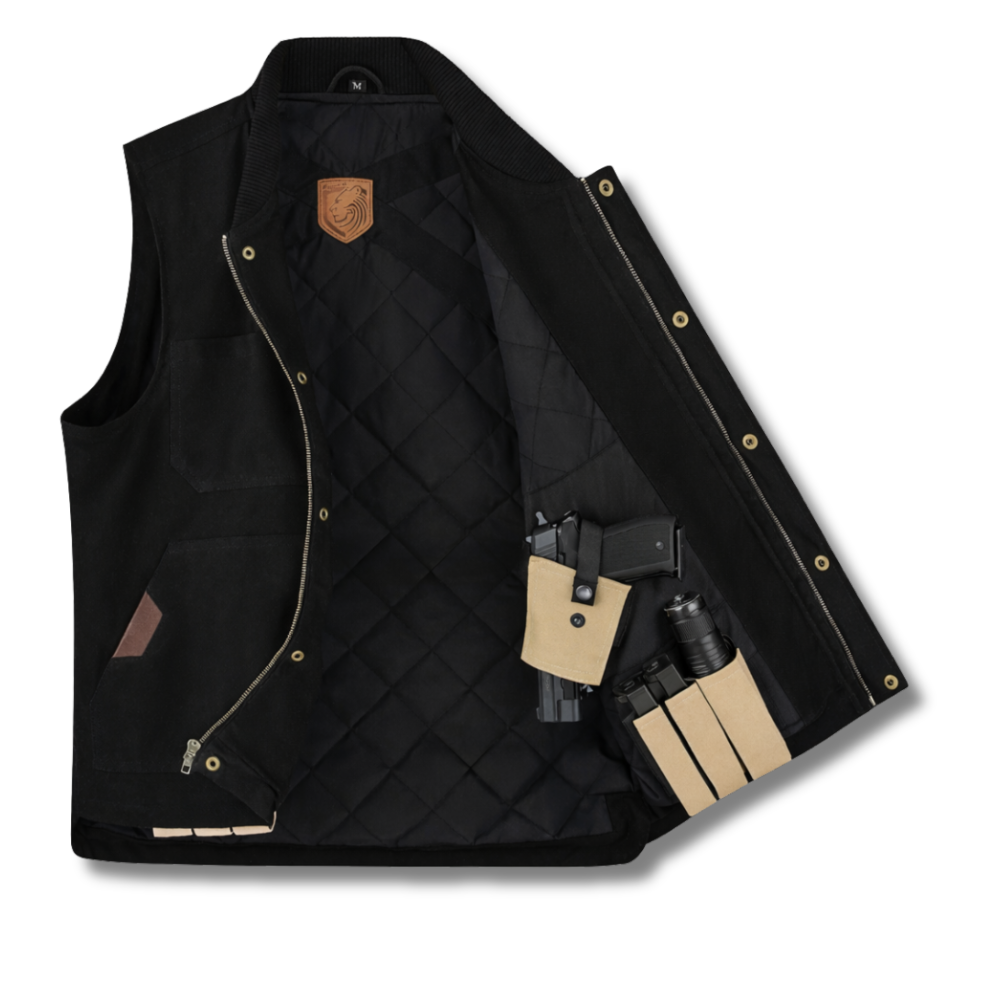 Riparo Men’s Concealed Carry CCW Vest – Heavy-Duty Water Repellent Canvas – Dual Internal Holster Pockets – Insulated - Black