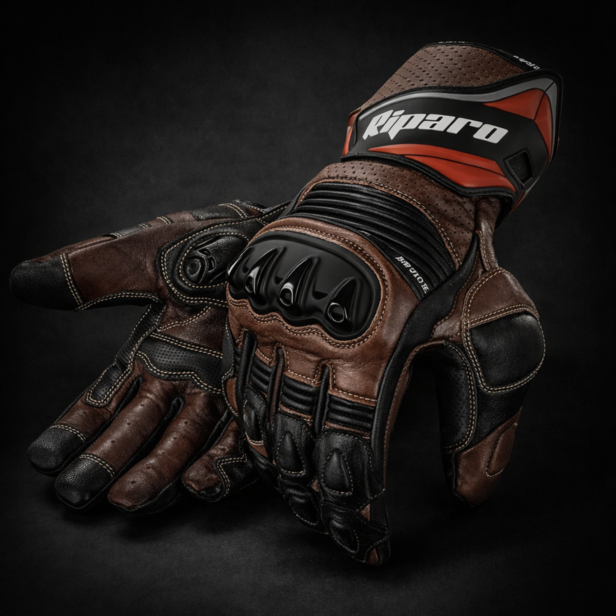 CE Level 2 KP Certified Motorcycle Gloves – Full-Grain Leather, Knuckle Protection & Touchscreen Compatible