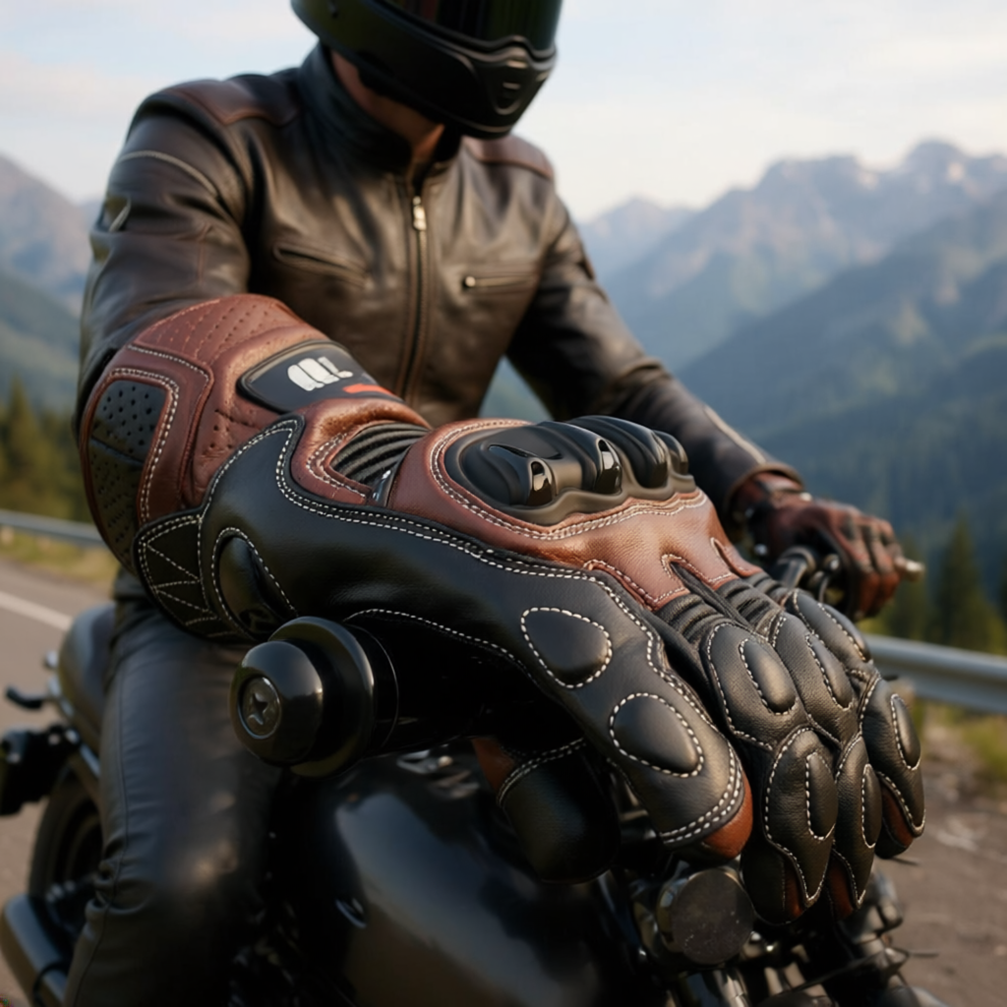 CE Level 2 KP Certified Motorcycle Gloves – Full-Grain Leather, Knuckle Protection & Touchscreen Compatible