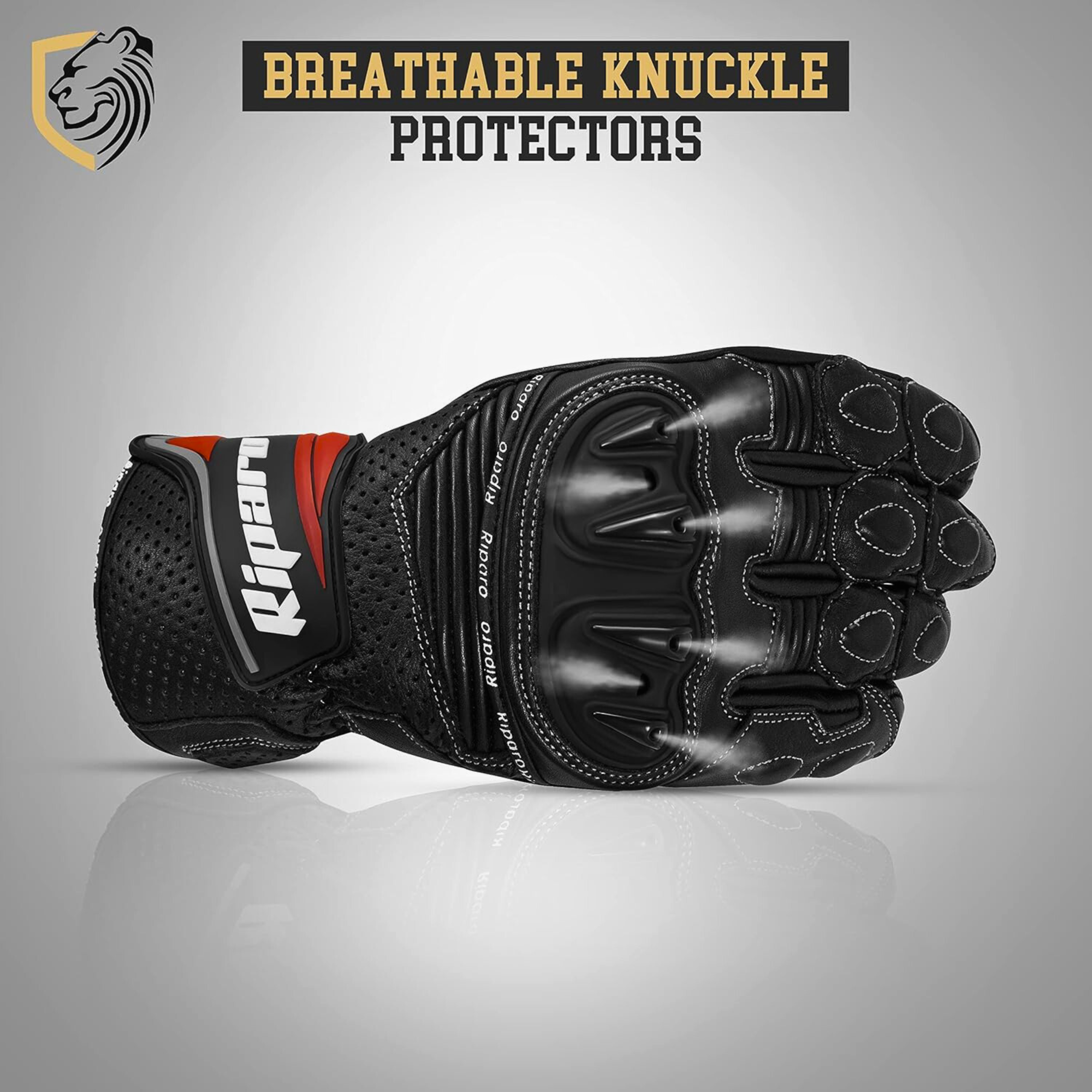 CE Level 2 KP Certified Motorcycle Gloves – Full-Grain Leather, Knuckle Protection & Touchscreen Compatible