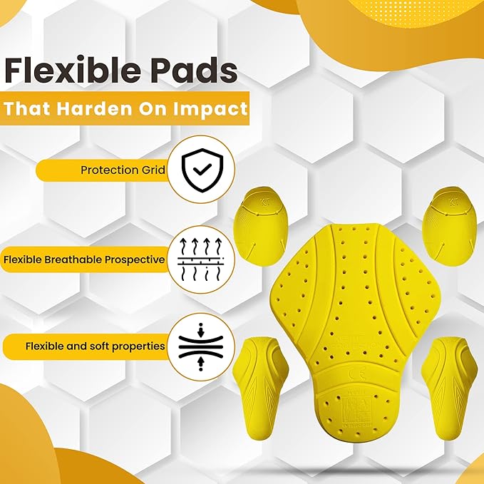 5 PC - CE Level 2 Certified Armor Pads - Back, Shoulder and Elbows Armor Protector Inserts for Motorcycle Jackets