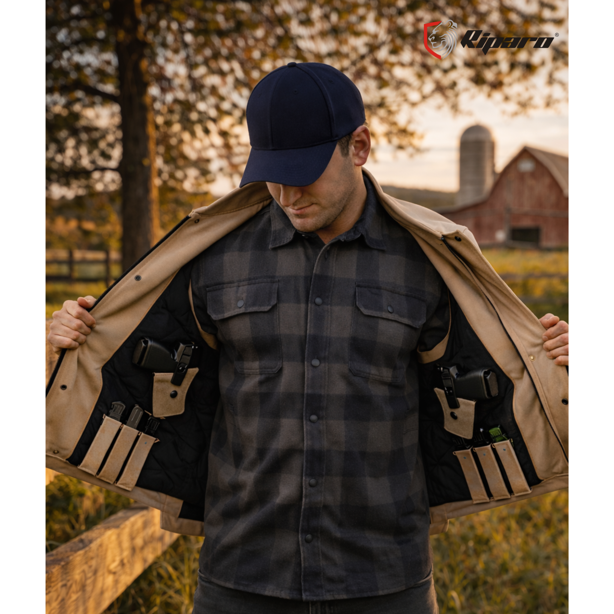 Riparo Concealed Carry Canvas Vest – Insulated Water-Repellent CCW Vest with Dual Internal Holster Pockets