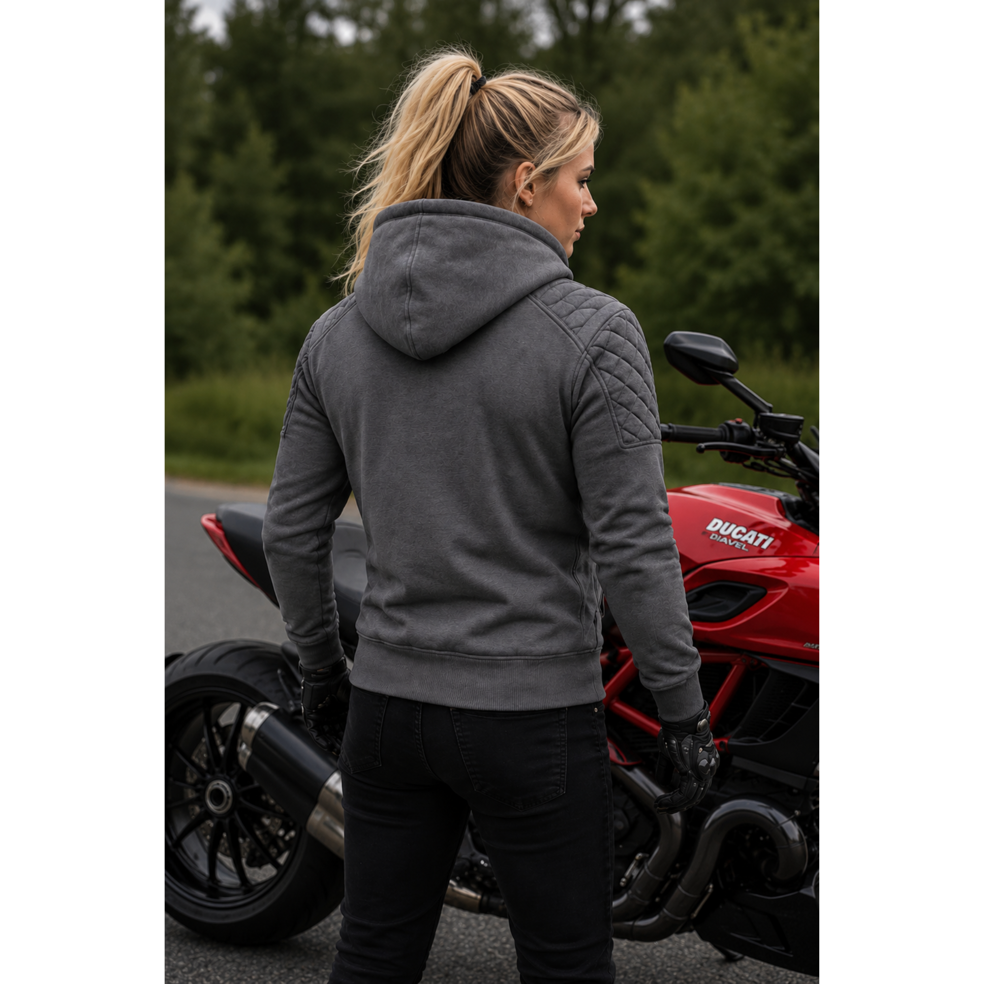 Women's Protective Motorcycle Hoodie | CE AA Rated | Fully Aramid Lined | CE Level 2 Armor