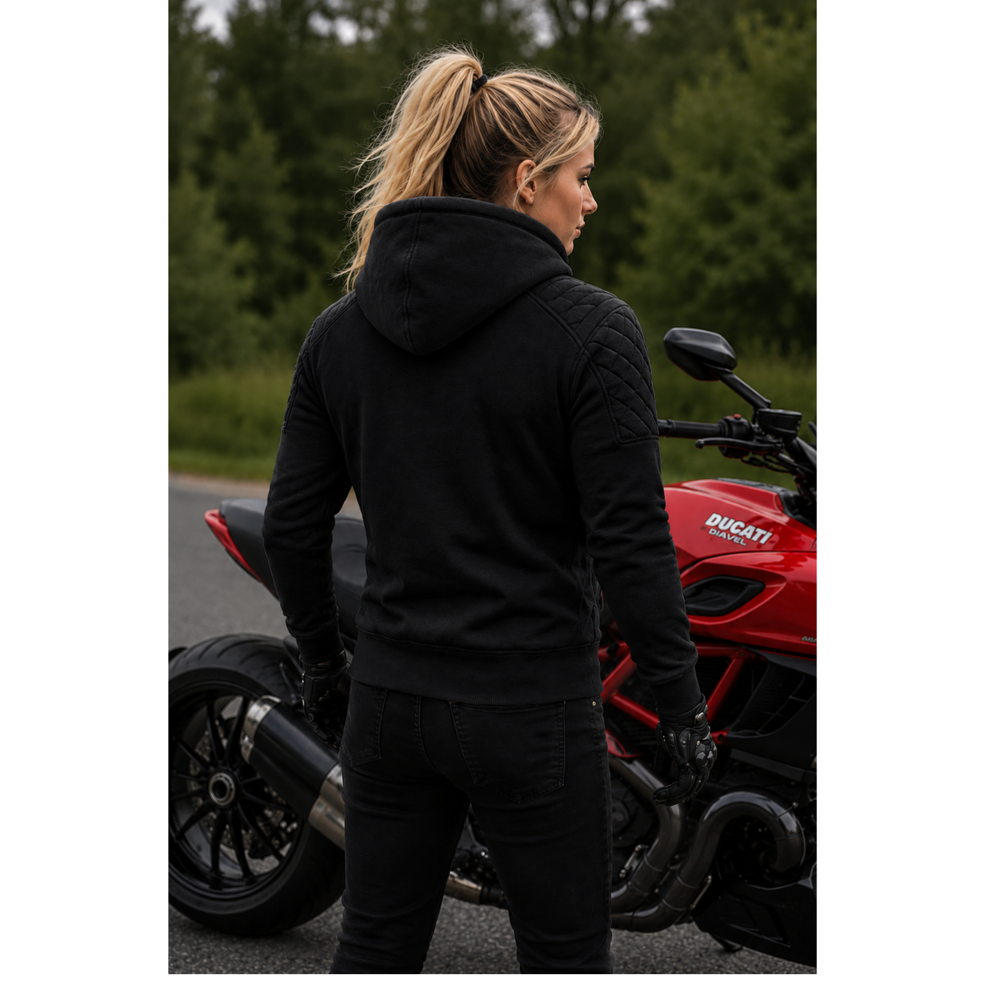 Women's Protective Motorcycle Hoodie | CE AA Rated | Fully Aramid Lined | CE Level 2 Armor