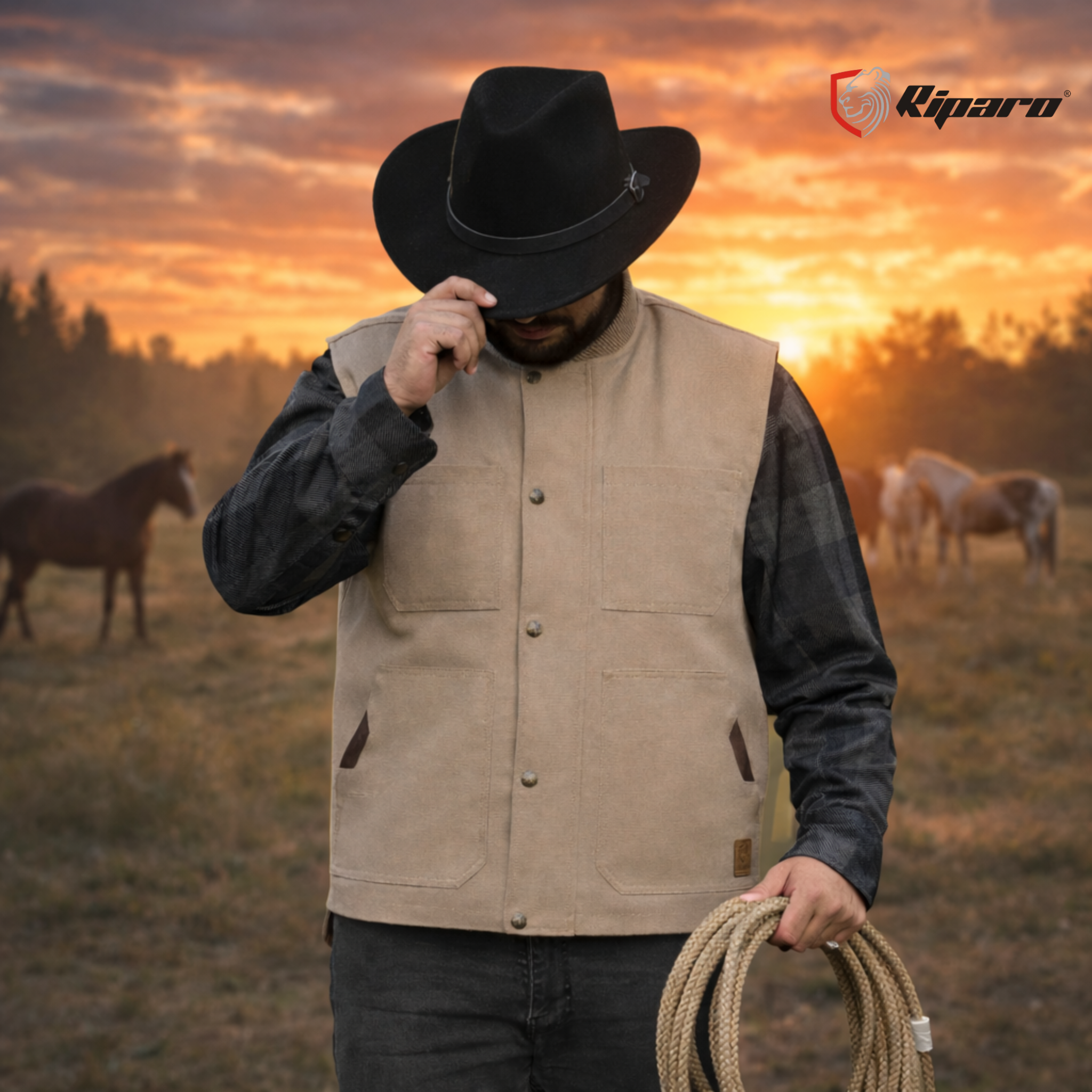 Riparo Men’s Concealed Carry CCW Vest – Heavy-Duty Water Repellent Canvas – Dual Internal Holster Pockets – Insulated - Biege