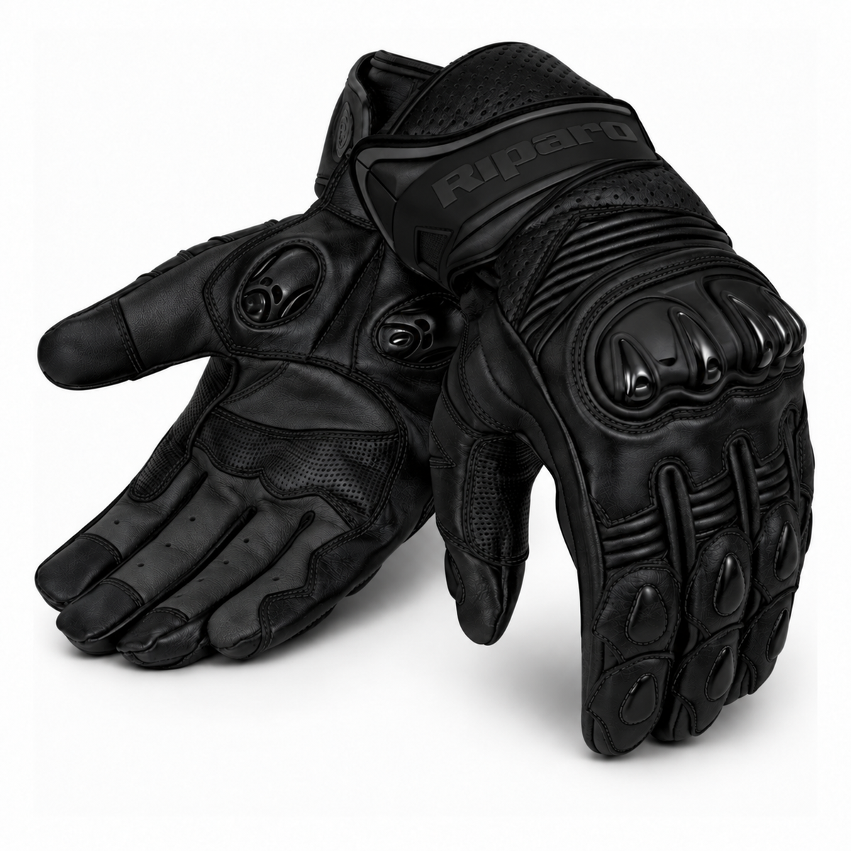 CE Level 2 KP Motorcycle Gloves with Palm Sliders – Full-Grain Leather Riding Gloves, Touchscreen Compatible