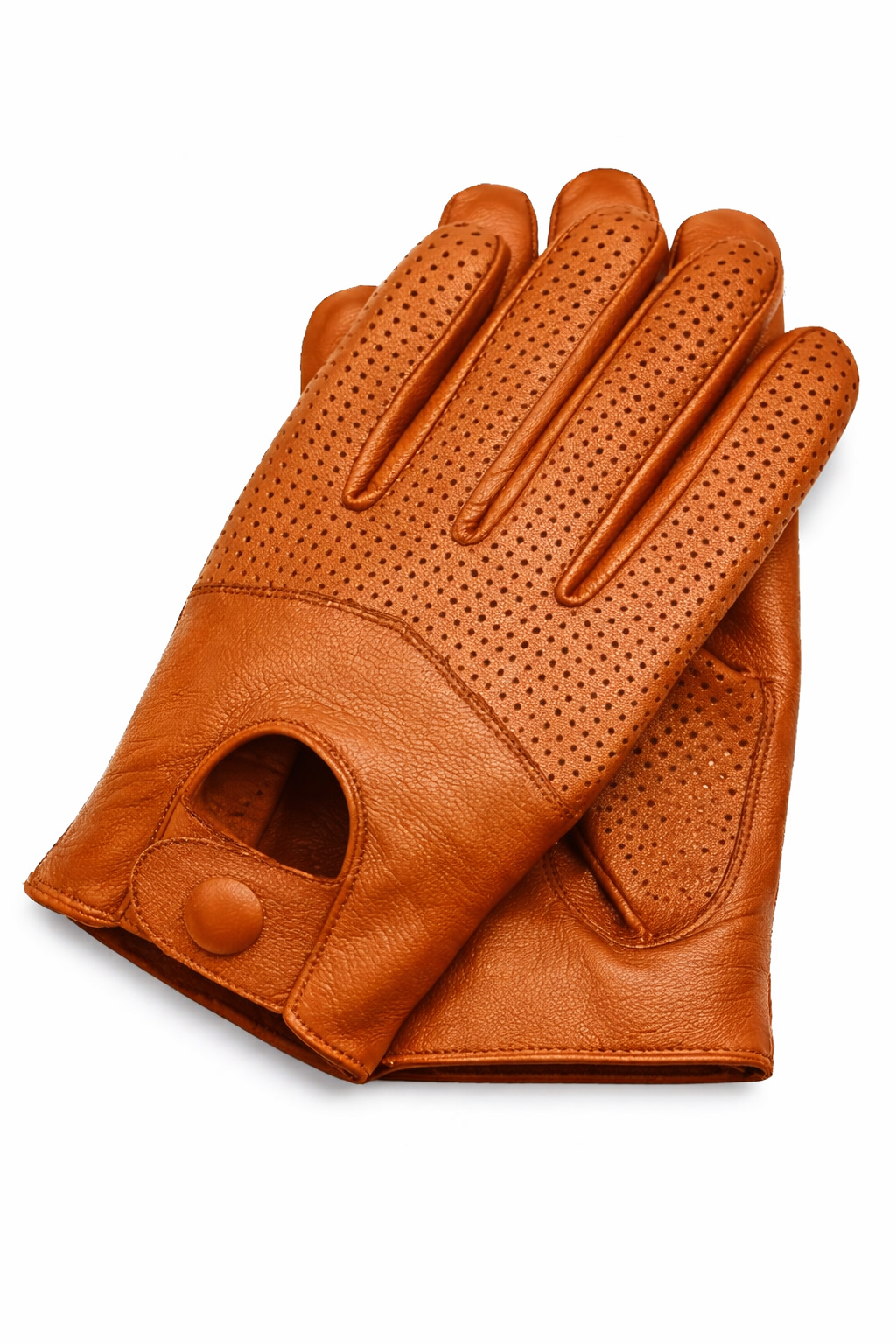 Men’s Perforated Leather Driving Gloves — Genuine Cowhide