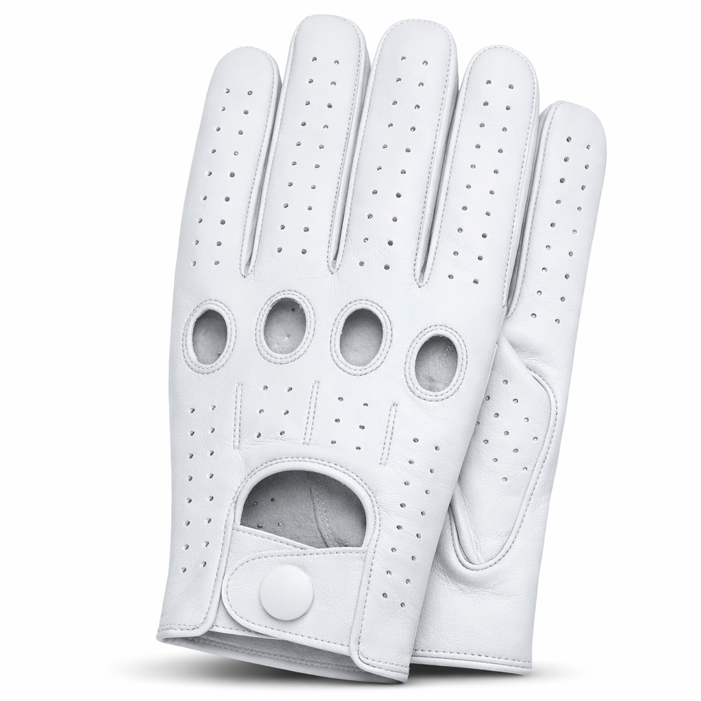 Riparo Men’s Perforated Leather Driving Gloves – Genuine Cowhide, Classic Full-Finger Motoring Style – Breathable Luxury Driving Gloves