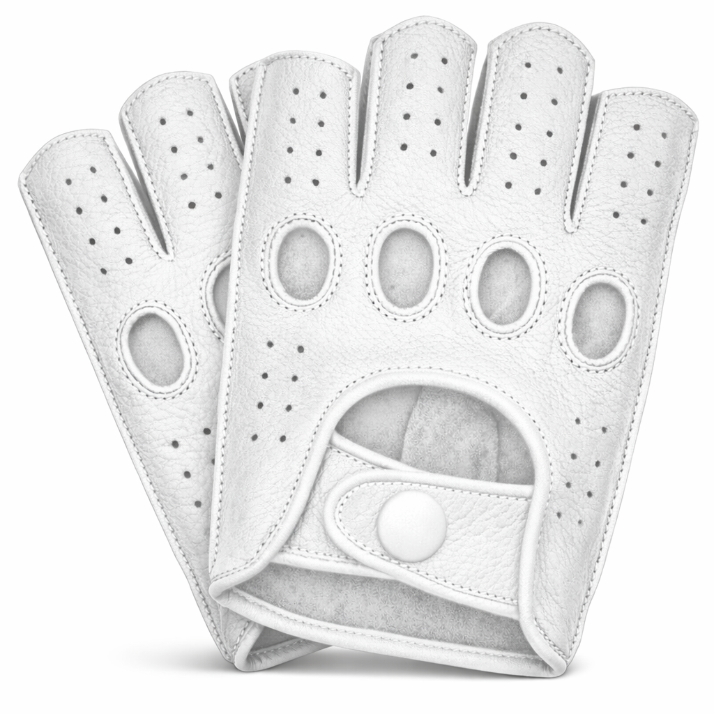 Riparo Men’s Fingerless Leather Driving Gloves – Reverse Stitched Cowhide Classic Motoring Gloves