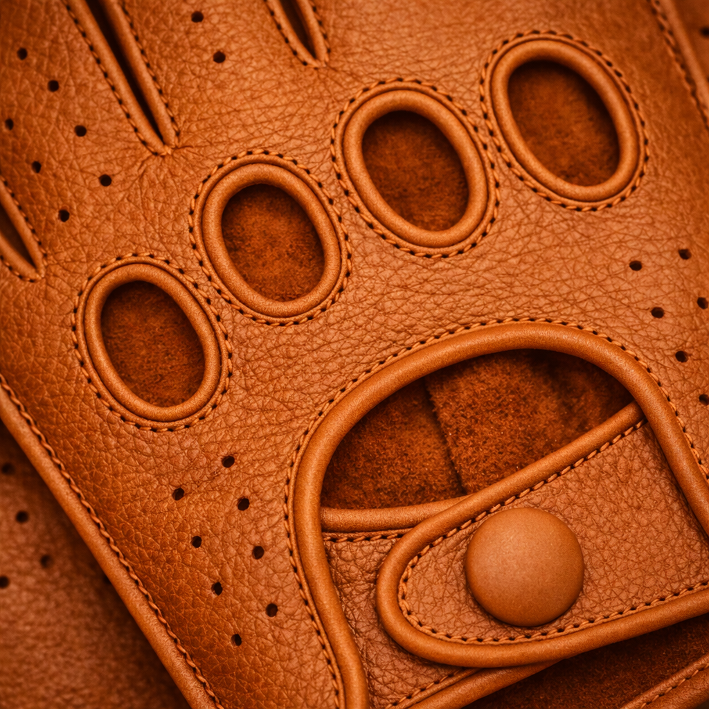 Riparo Men’s Fingerless Leather Driving Gloves – Reverse Stitched Cowhide Classic Motoring Gloves