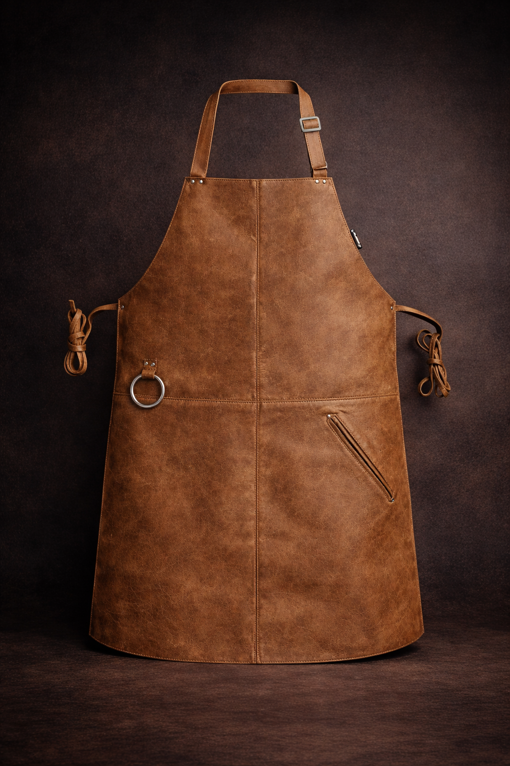 Riparo Full-Grain Leather Chef Apron – Adjustable Cross-Back BBQ & Grilling Apron for Cooking, Welding, Woodworking – Professional Heavy-Duty Leather