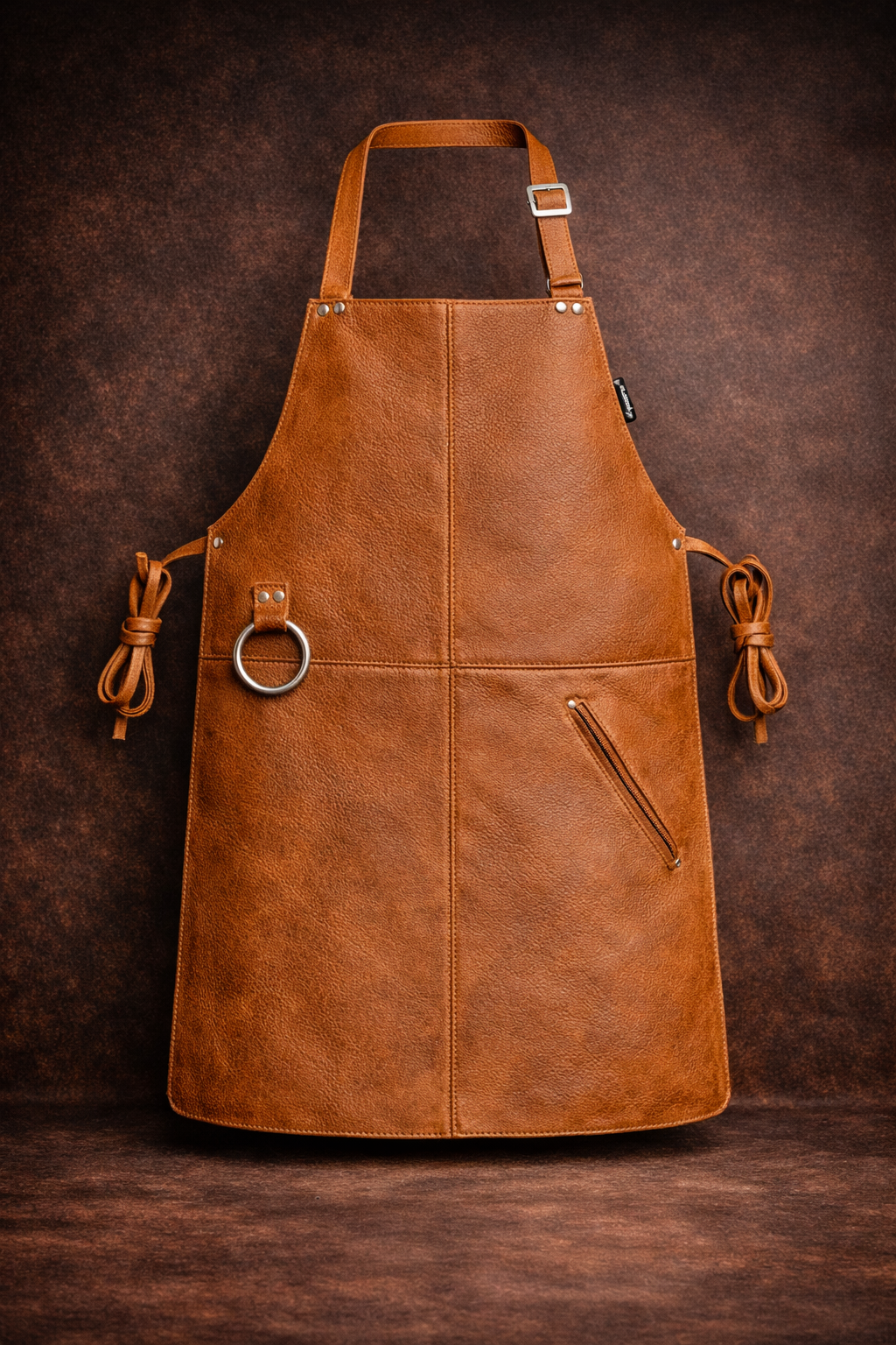 Full-Grain Leather Apron – Adjustable Cross-Back BBQ, Grilling & Woodworking Apron