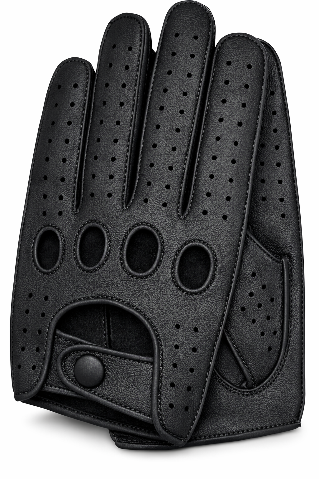 Riparo Reverse-Stitched Leather Driving Gloves – Perforated Cowhide, Touchscreen Compatible