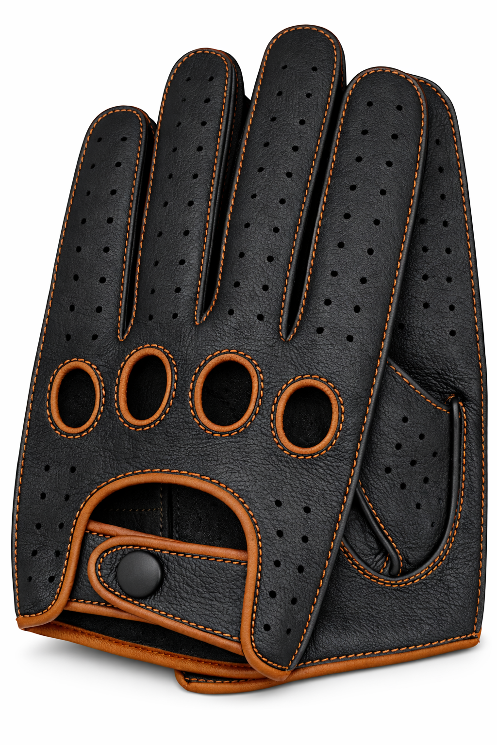 Riparo Reverse-Stitched Leather Driving Gloves – Perforated Cowhide, Touchscreen Compatible