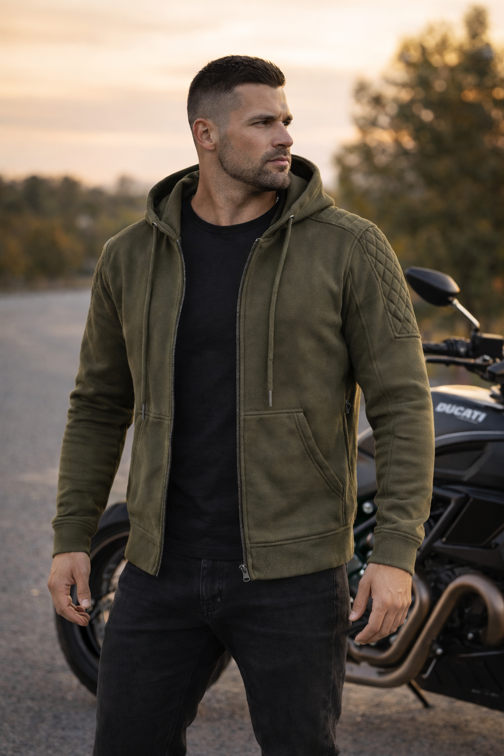 Riparo Armored Motorcycle Hoodie – CE Level 2 Protection | Aramid Reinforced Riding Jacket