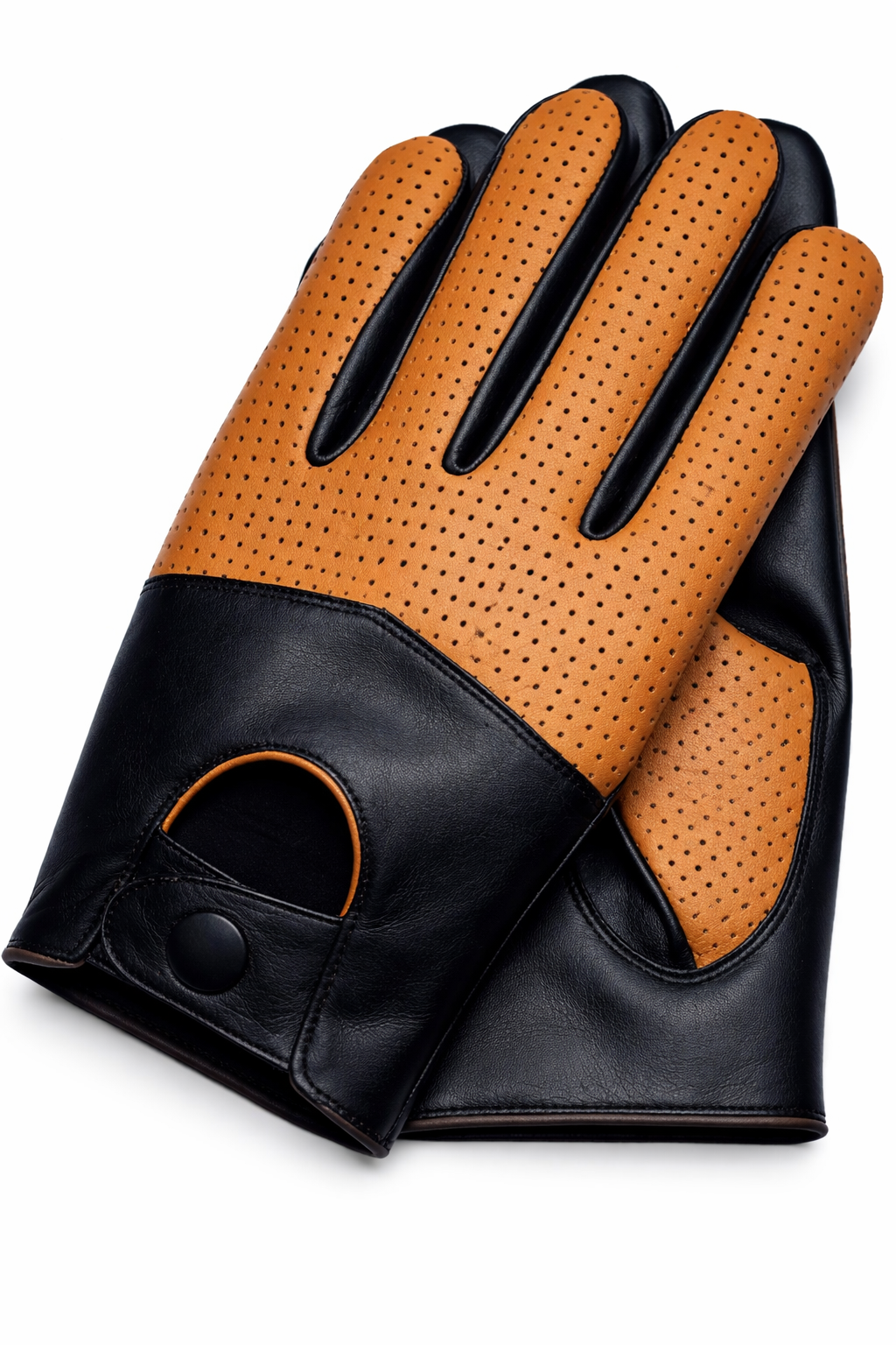 Men’s Perforated Leather Driving Gloves — Touchscreen, Genuine Cowhide