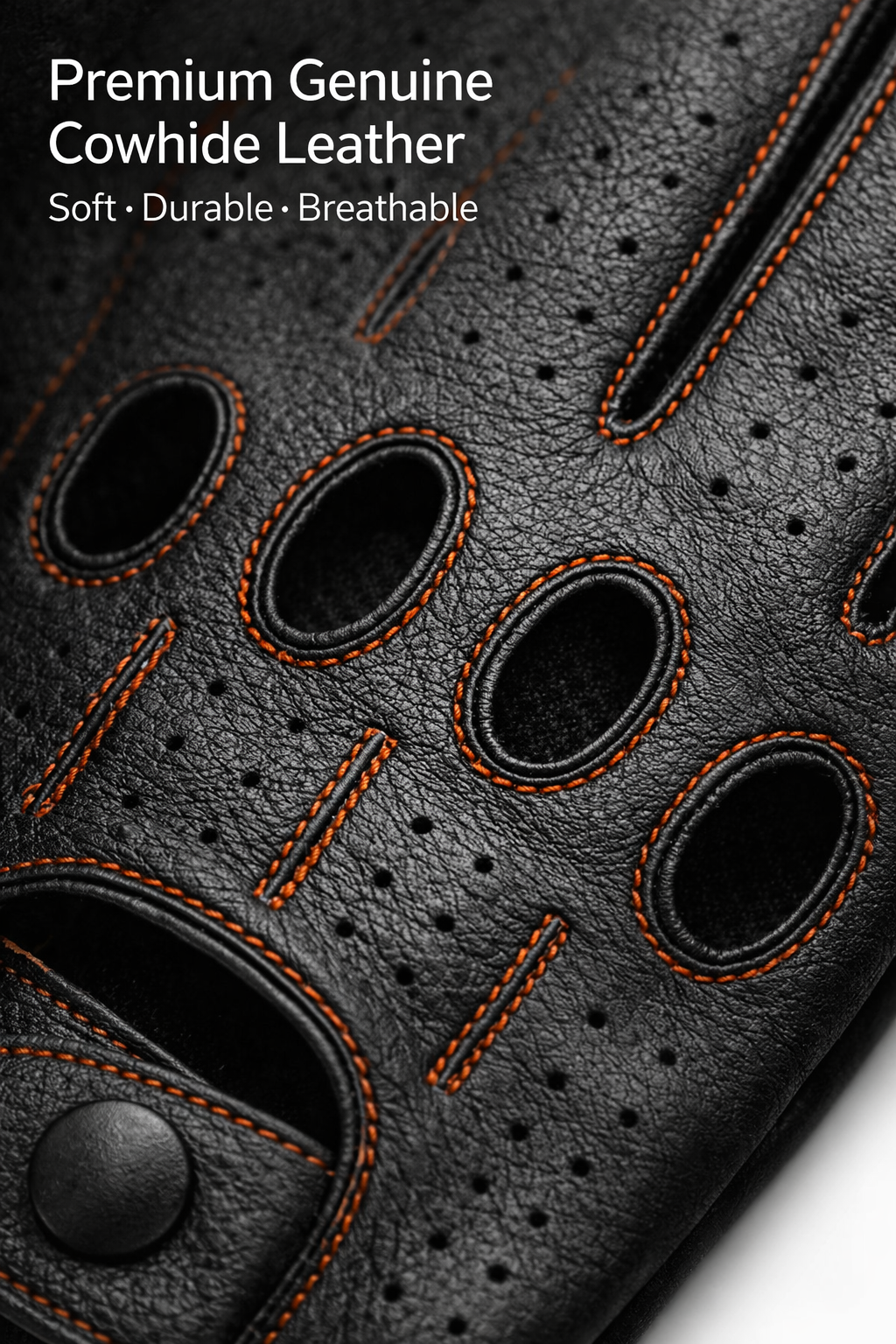 Riparo Men’s Perforated Leather Driving Gloves – Genuine Cowhide, Touchscreen Full-Finger Motorsport Style – Breathable Luxury Driving Gloves