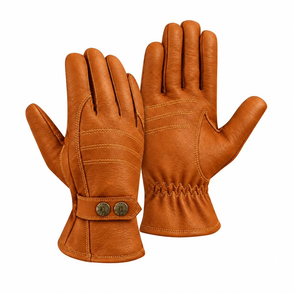 Men's Genuine Leather Fleece Lined Winter Gloves for Cold Weather - Brown