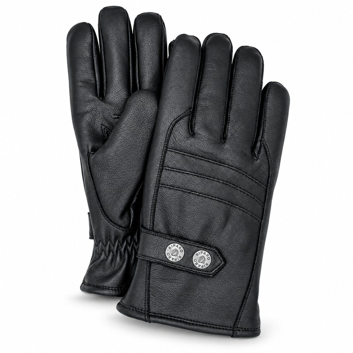 Men's Genuine Leather Fleece Lined Winter Gloves for Cold Weather - Brown