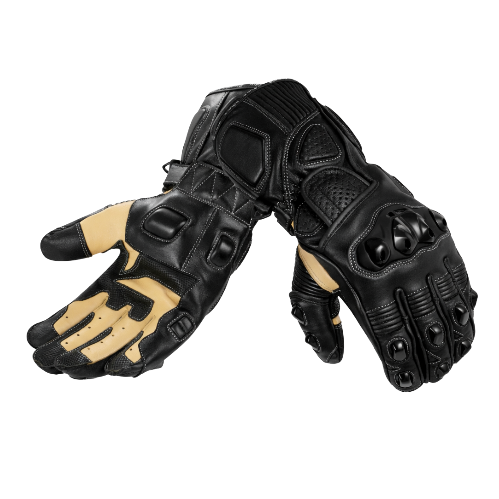 Riparo CE Certified Full Gauntlet Leather Motorcycle Gloves – Full-Grain Cowhide Riding Gloves with Knuckle & Palm Protection, Touchscreen Compatible