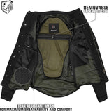 Riparo Motorcycle Riding Shirt, Armored Shirt with Kevlar and CE Removable Protectors - Black