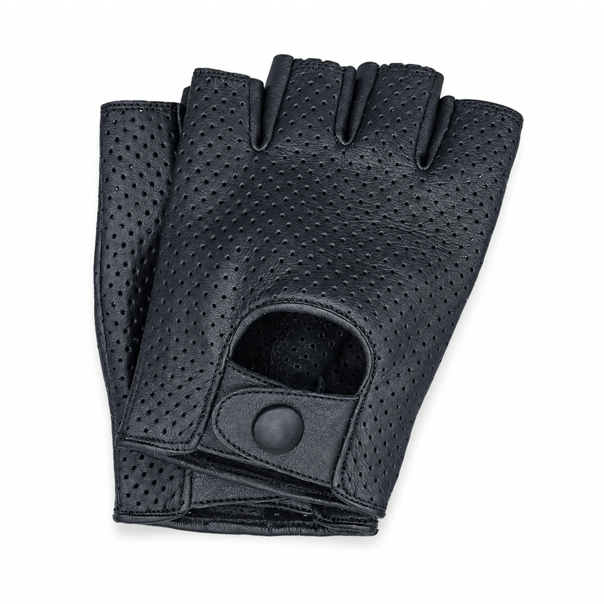 Riparo Men’s Full-Mesh Leather Fingerless Driving Gloves