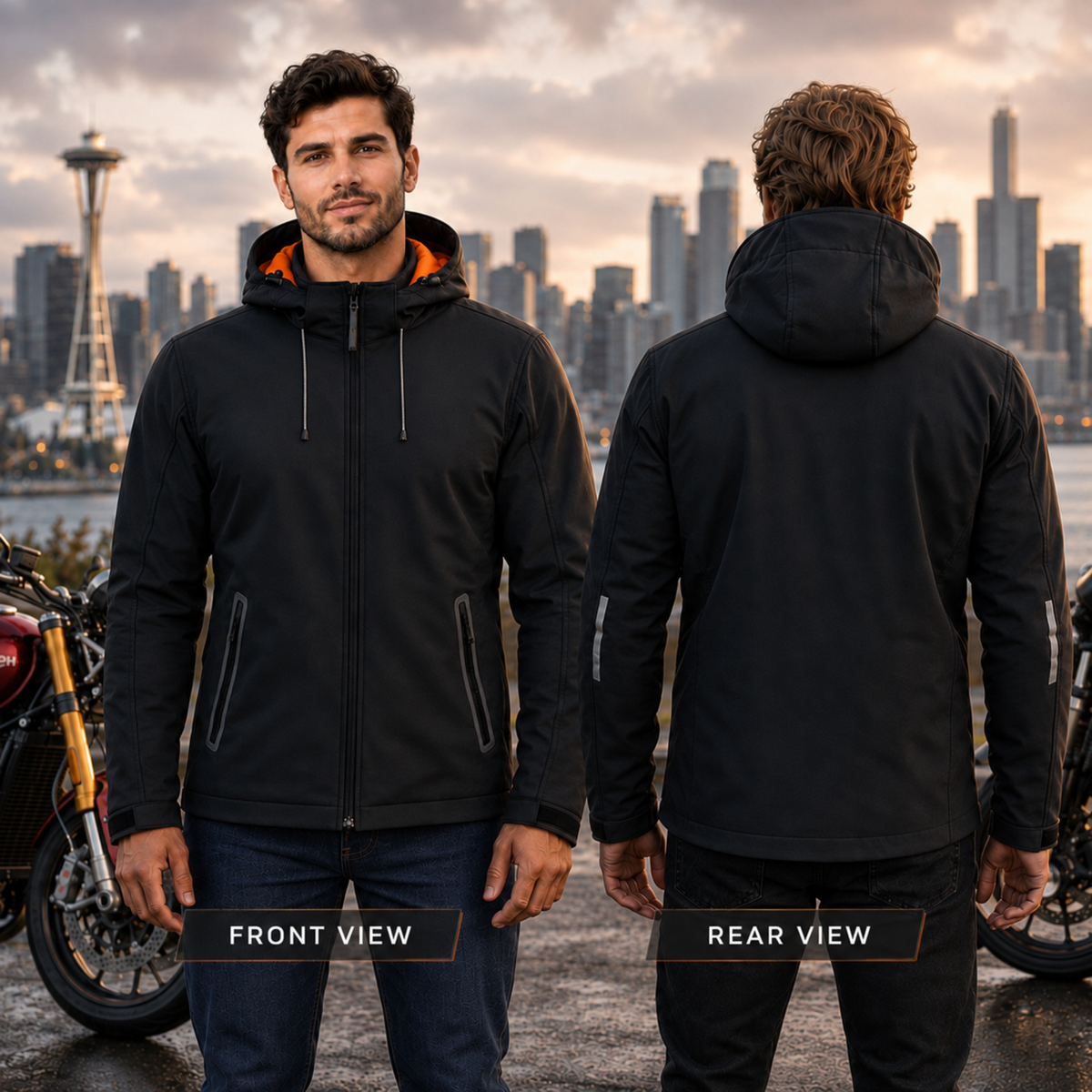 Stormline Men’s CE AA Waterproof Softshell Motorcycle Jacket – CE Level 2 Armor Included