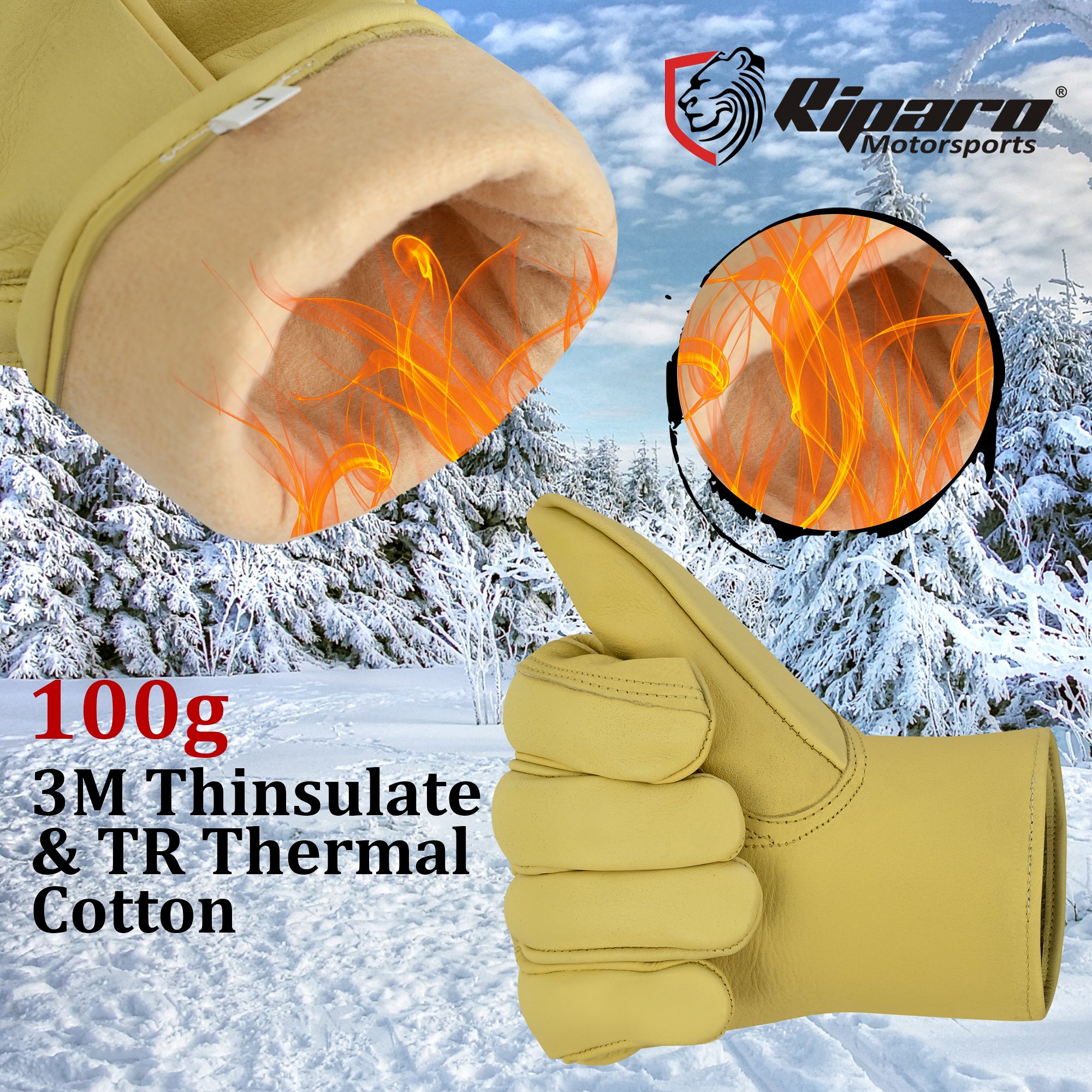 Leather Work Gloves, Warm 3M Thinsulate Lining for Cold Weather Work, Thermal Insulated Gloves (3-Pack)