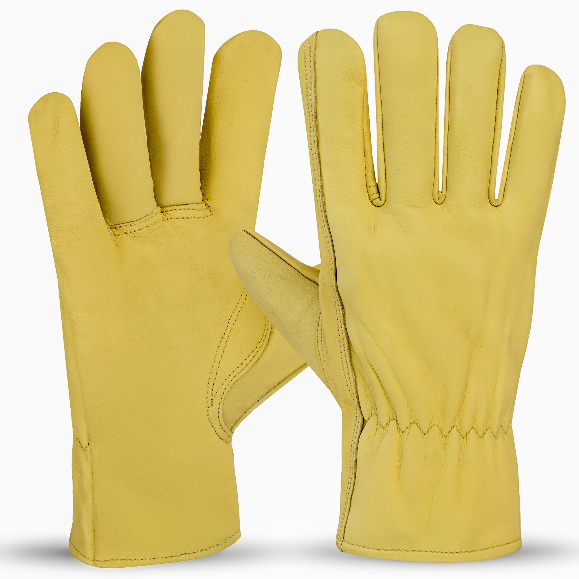 Men's Leather Construction Safety Work Gloves (3-Pack)