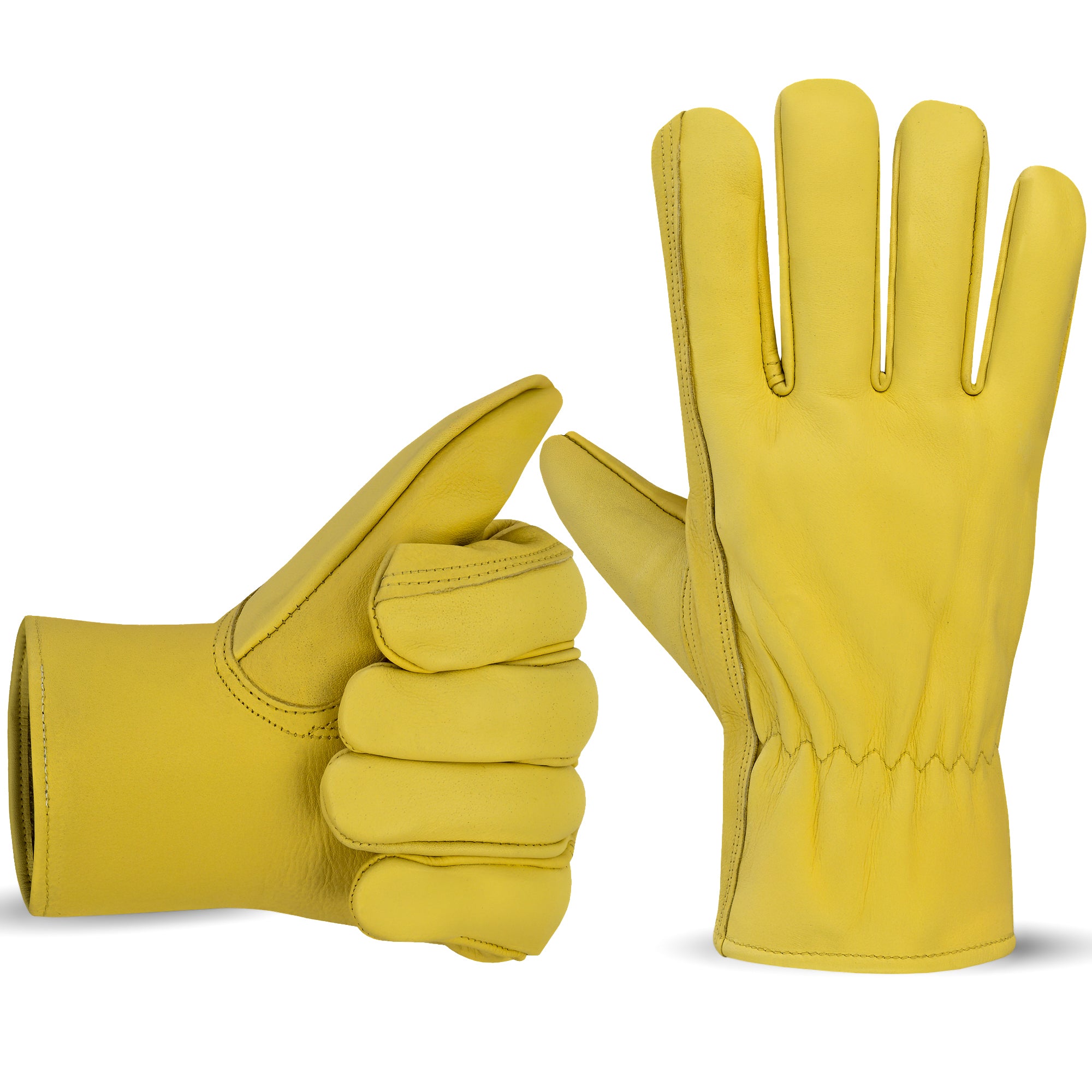 Men's Leather Construction Safety Work Gloves (3-Pack)