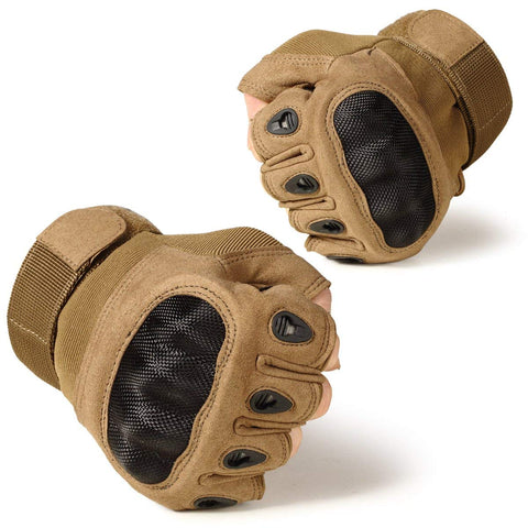 Riparo Men's Tactical Touchscreen Short-Finger Gloves - Sand