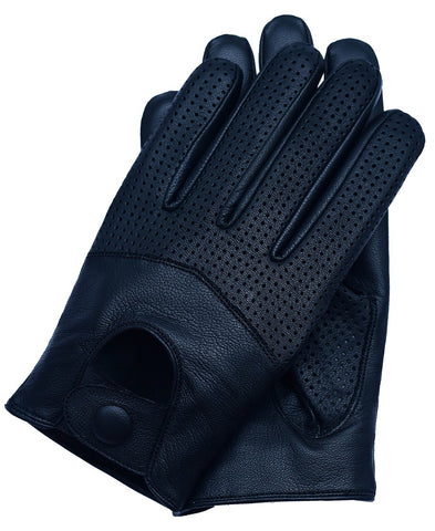 Riparo Women's Leather Half Mesh Driving Gloves - Black