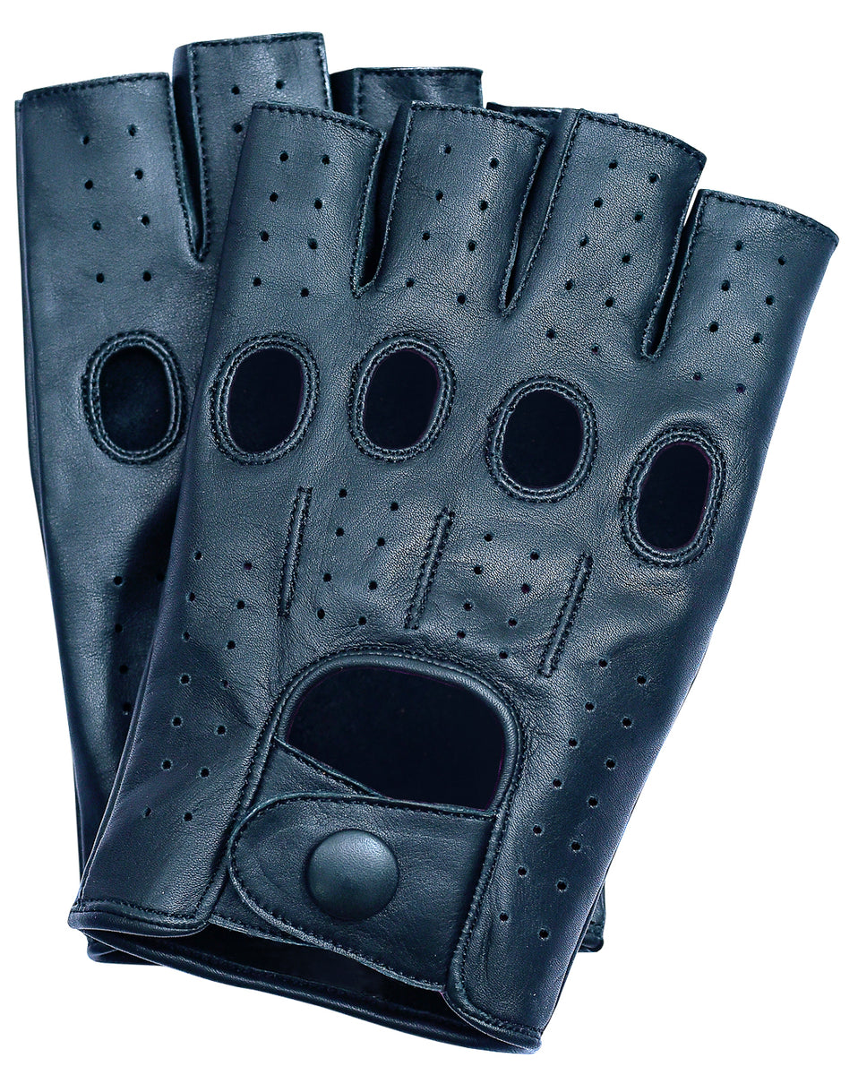 Mens leather hot sale fingerless driving gloves