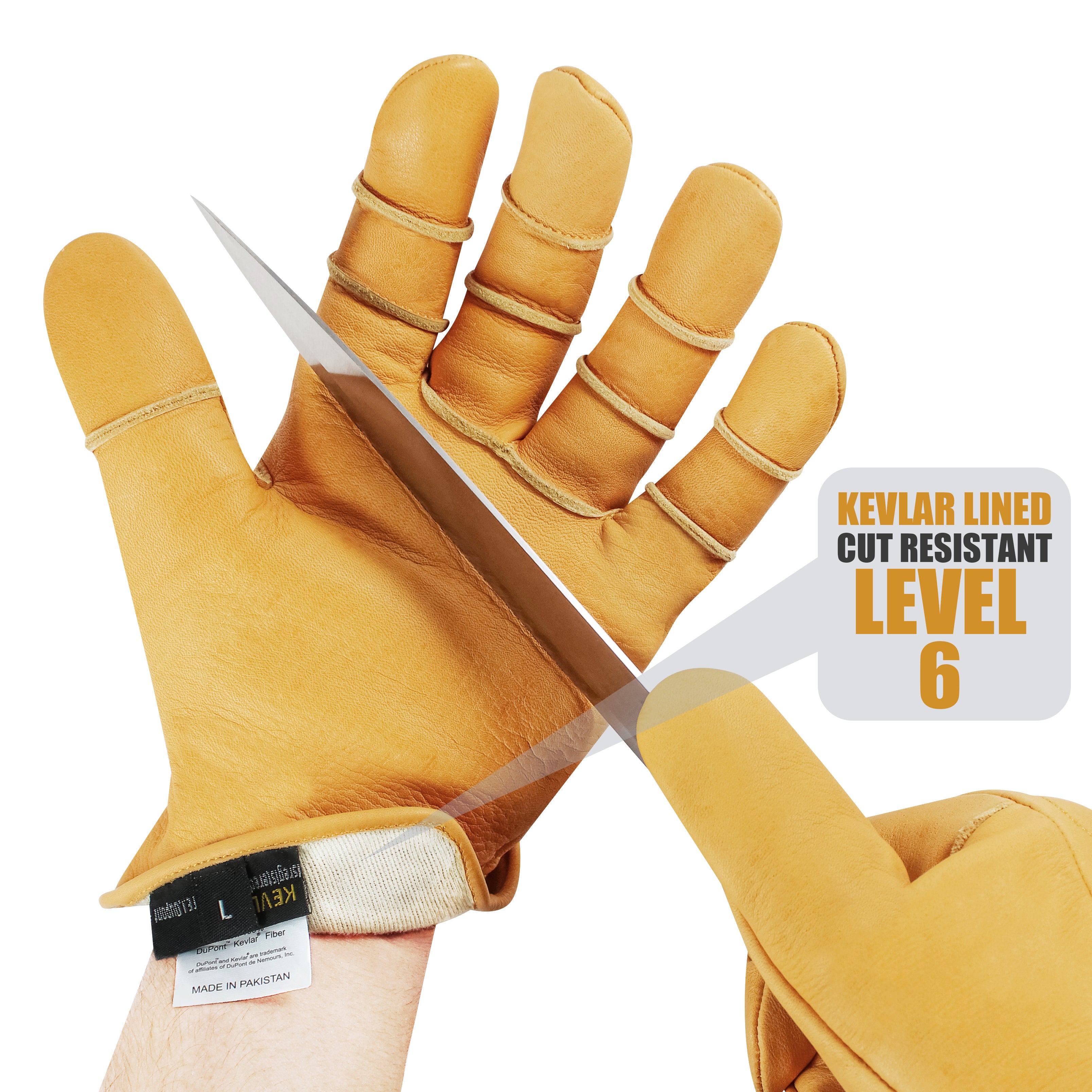 Riparo Leather Construction Kevlar Lined Safety Work Gloves for Women