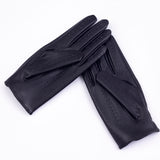 Men's Vegan Leather Full-finger Driving Gloves - Black
