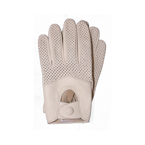 Riparo Women's Leather Half Mesh Driving Gloves - White
