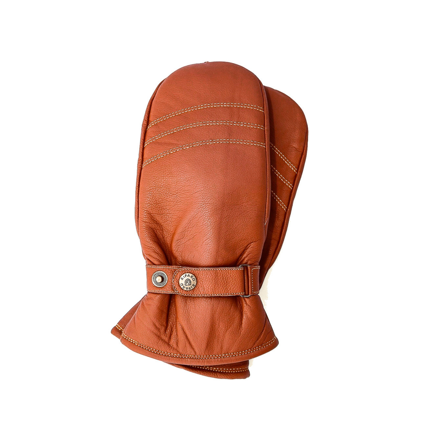 Men's Genuine Leather Fleece Lined Winter Mittens - Brown