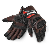 Genuine Leather Street Motorcycle Riding Gloves - Black