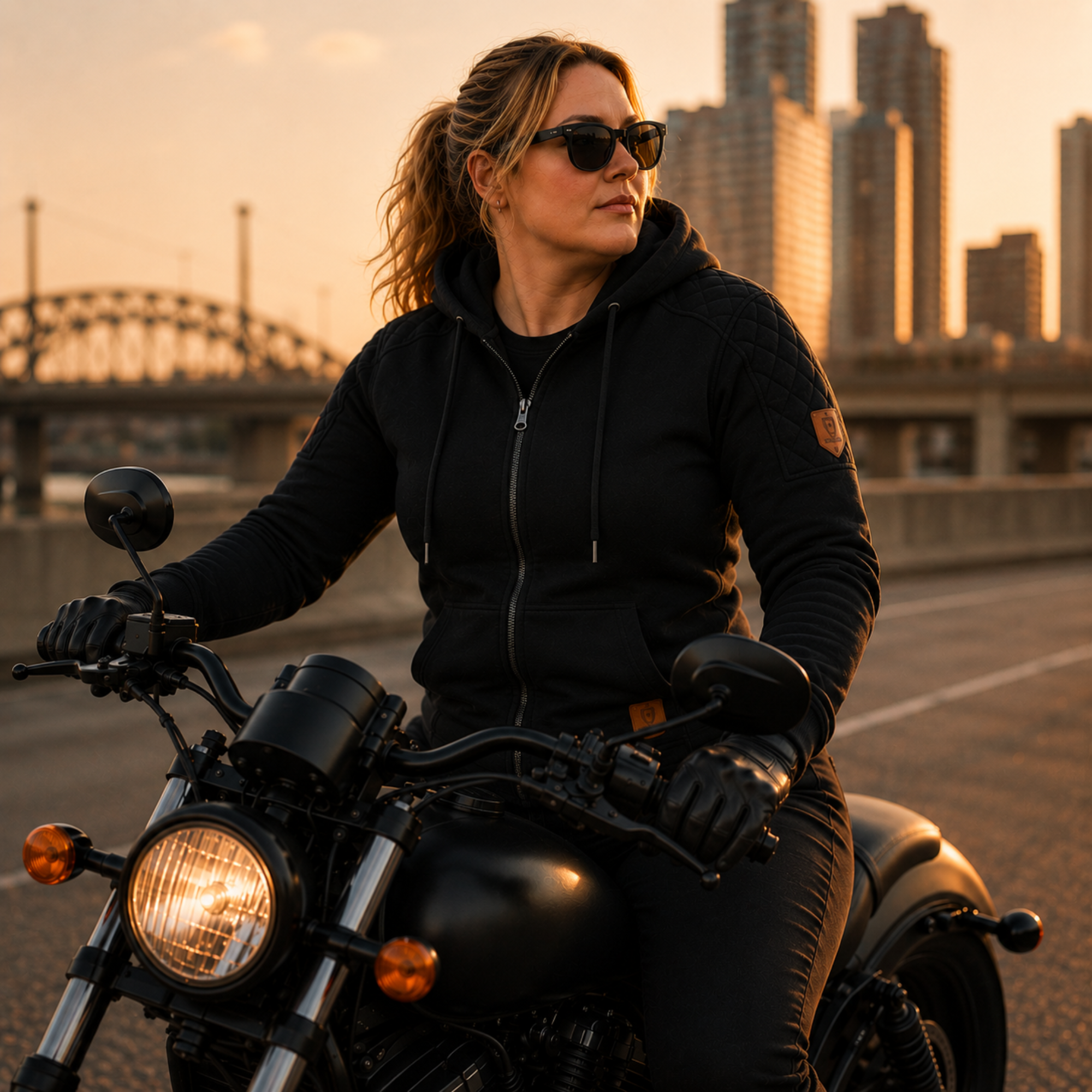 Women's Protective Motorcycle Hoodie | CE AA Rated | Fully Aramid Lined | CE Level 2 Armor