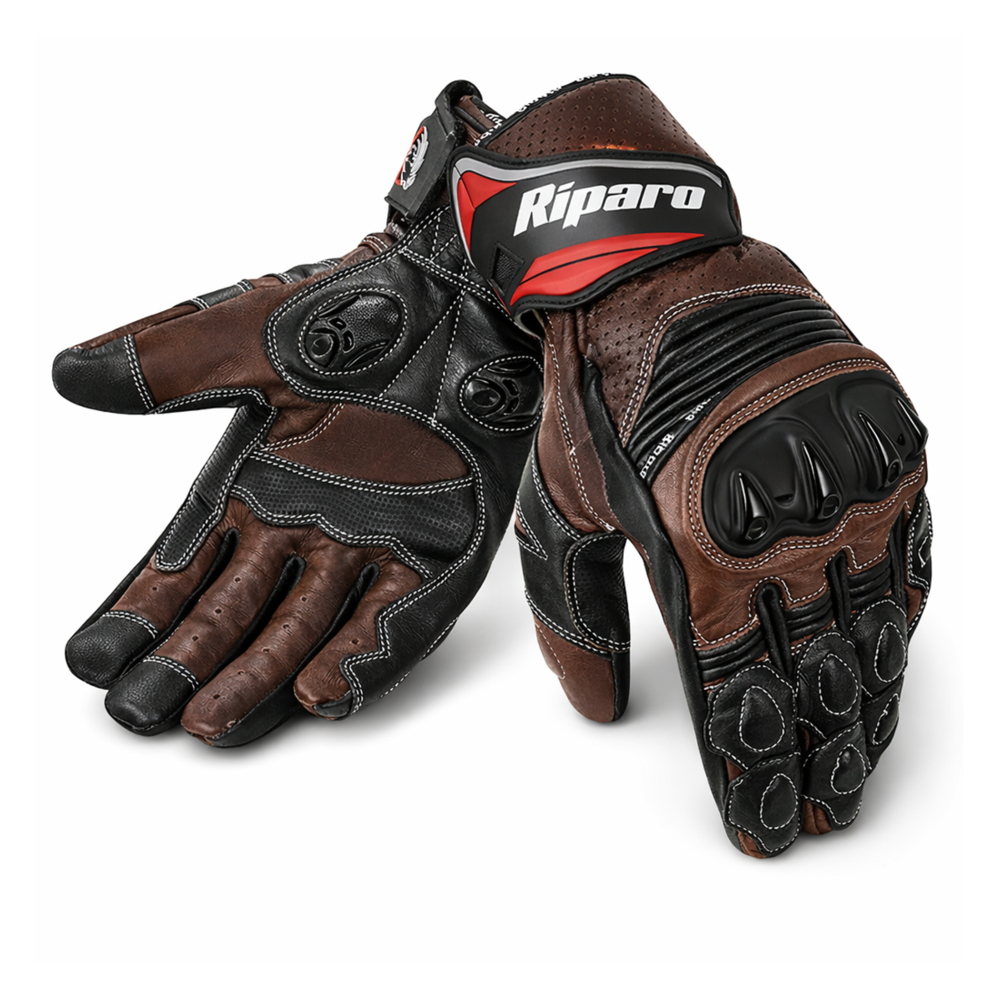 CE Level 2 KP Certified Motorcycle Gloves – Full-Grain Leather, Knuckle Protection & Touchscreen Compatible