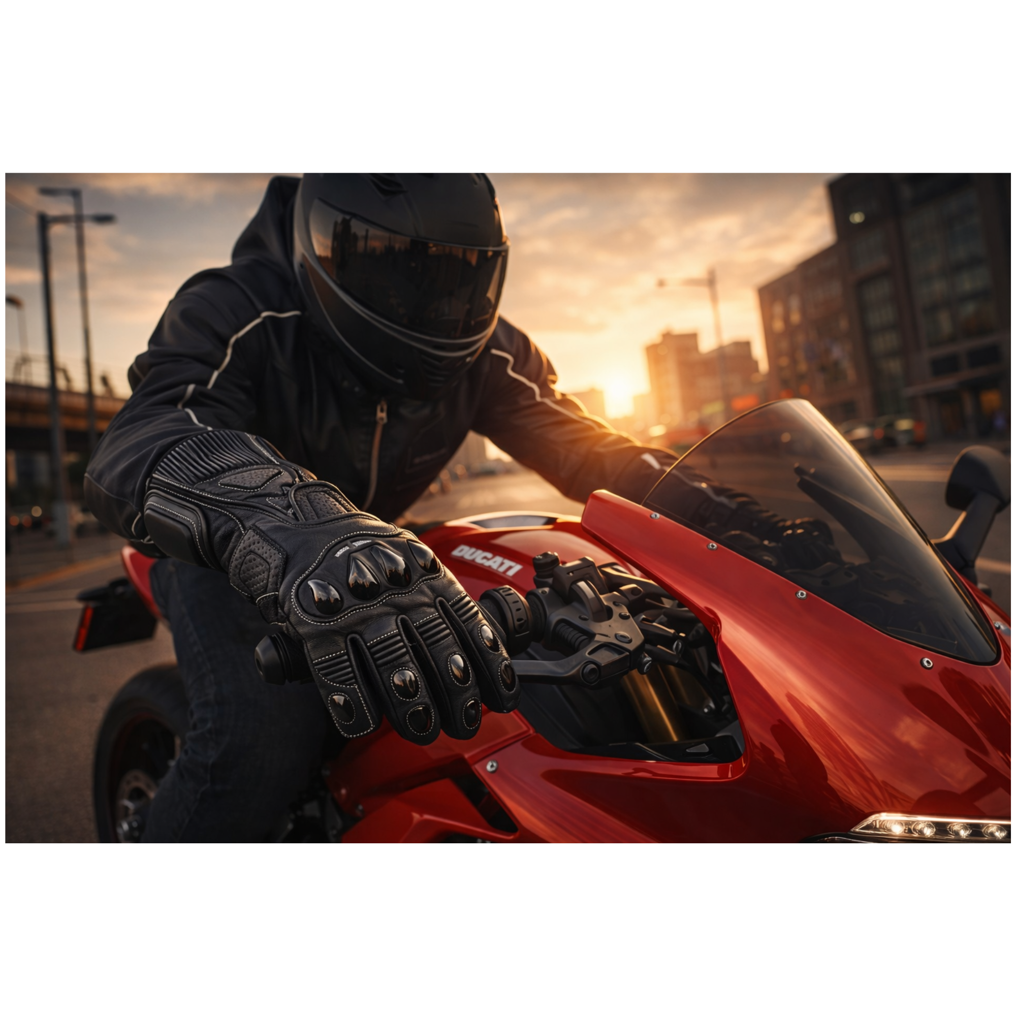 Riparo CE Certified Full Gauntlet Motorcycle Gloves – Kangaroo Leather Palm for Superior Abrasion Resistance, Knuckle & Palm Protection, Touchscreen Compatible